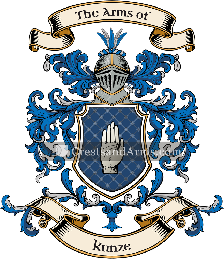 The Kunze coat of arms, drawn from the recorded blazon