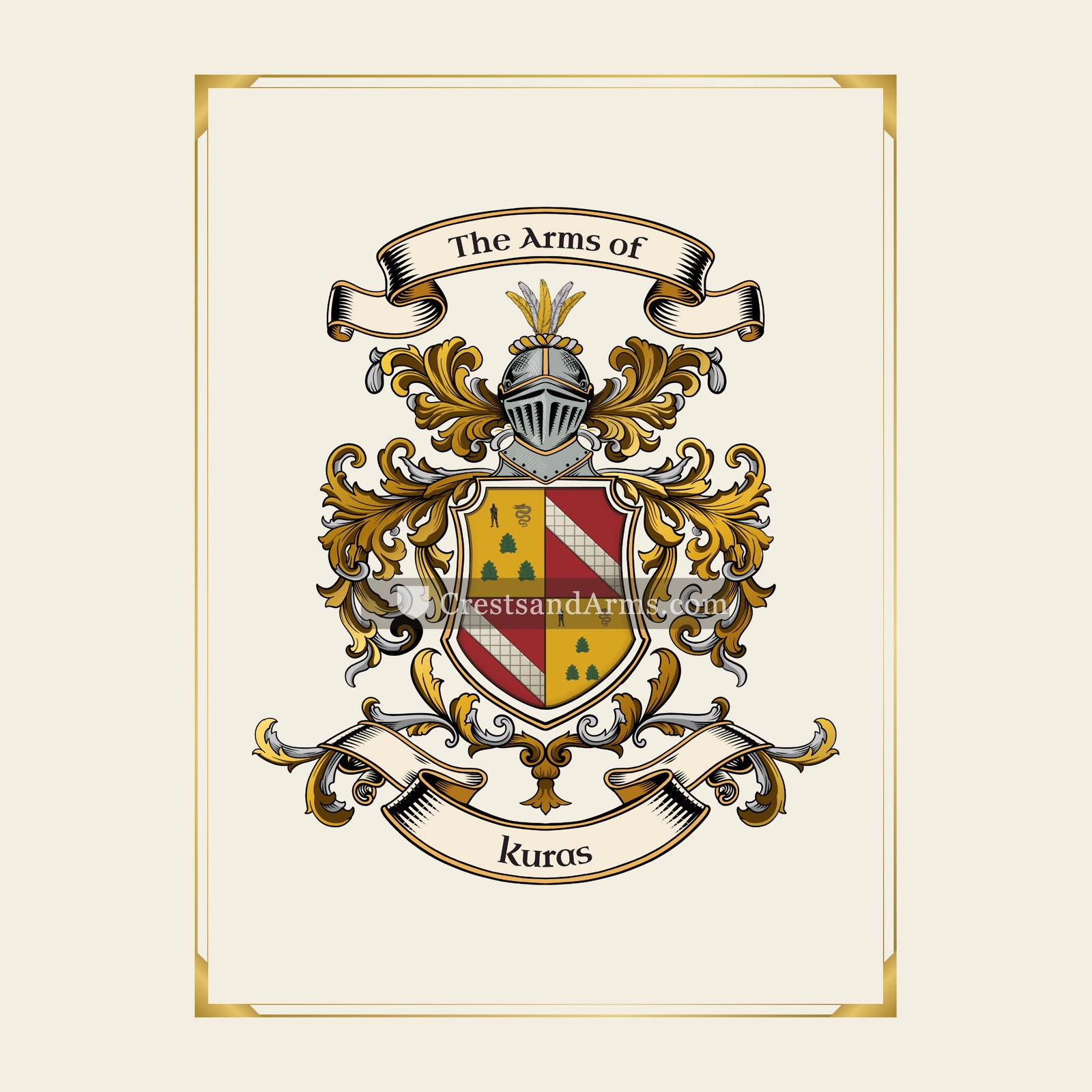 With gold border