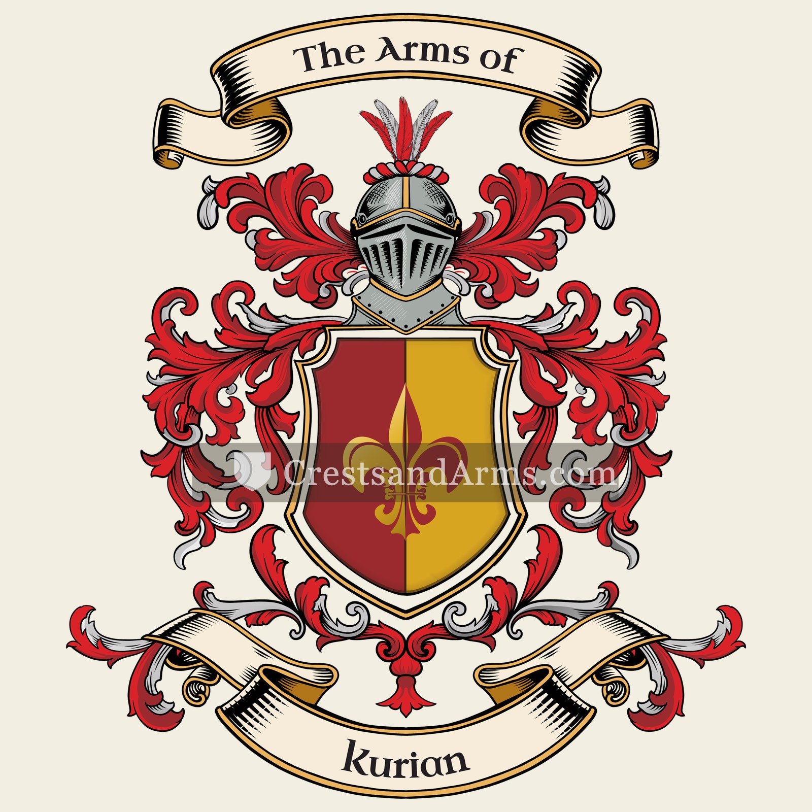 The Kurian coat of arms, drawn from the recorded blazon