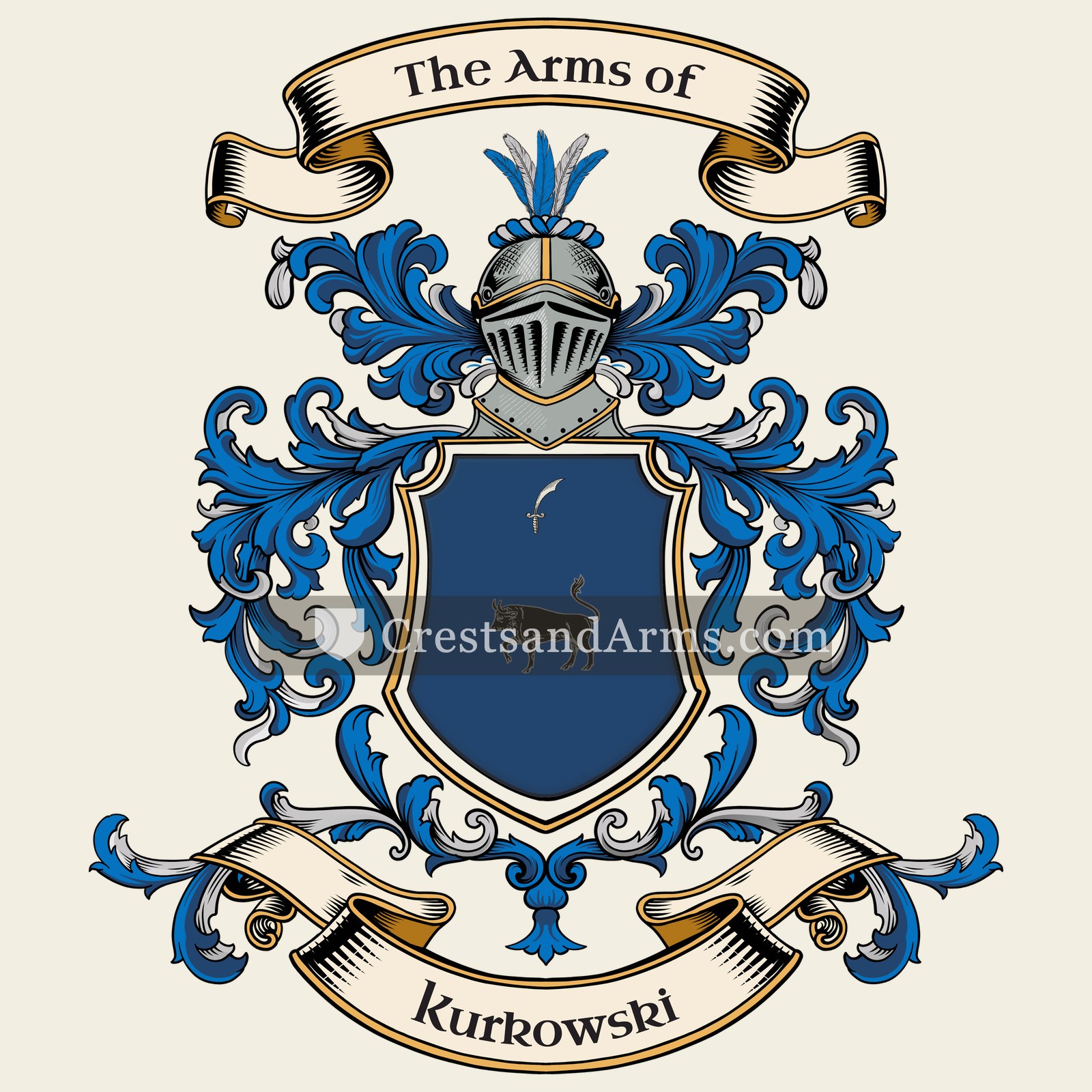 The Kurkowski coat of arms, drawn from the recorded blazon