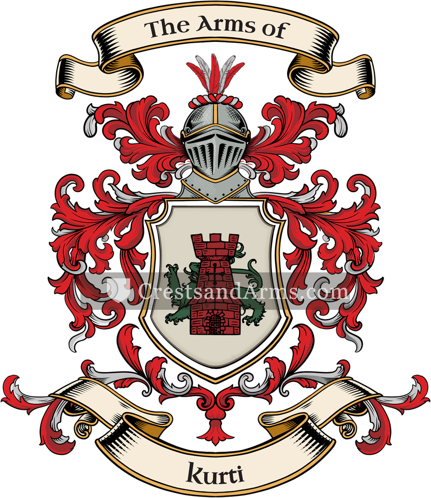 The Kurti coat of arms, drawn from the recorded blazon