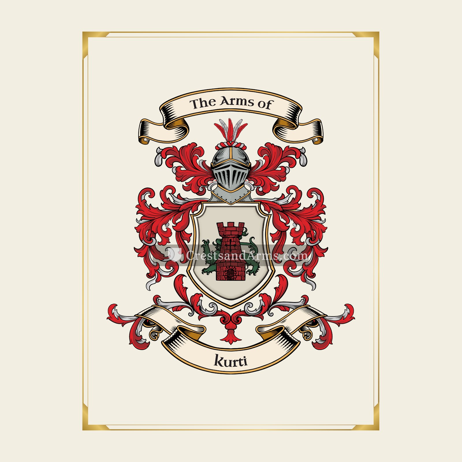 With gold border