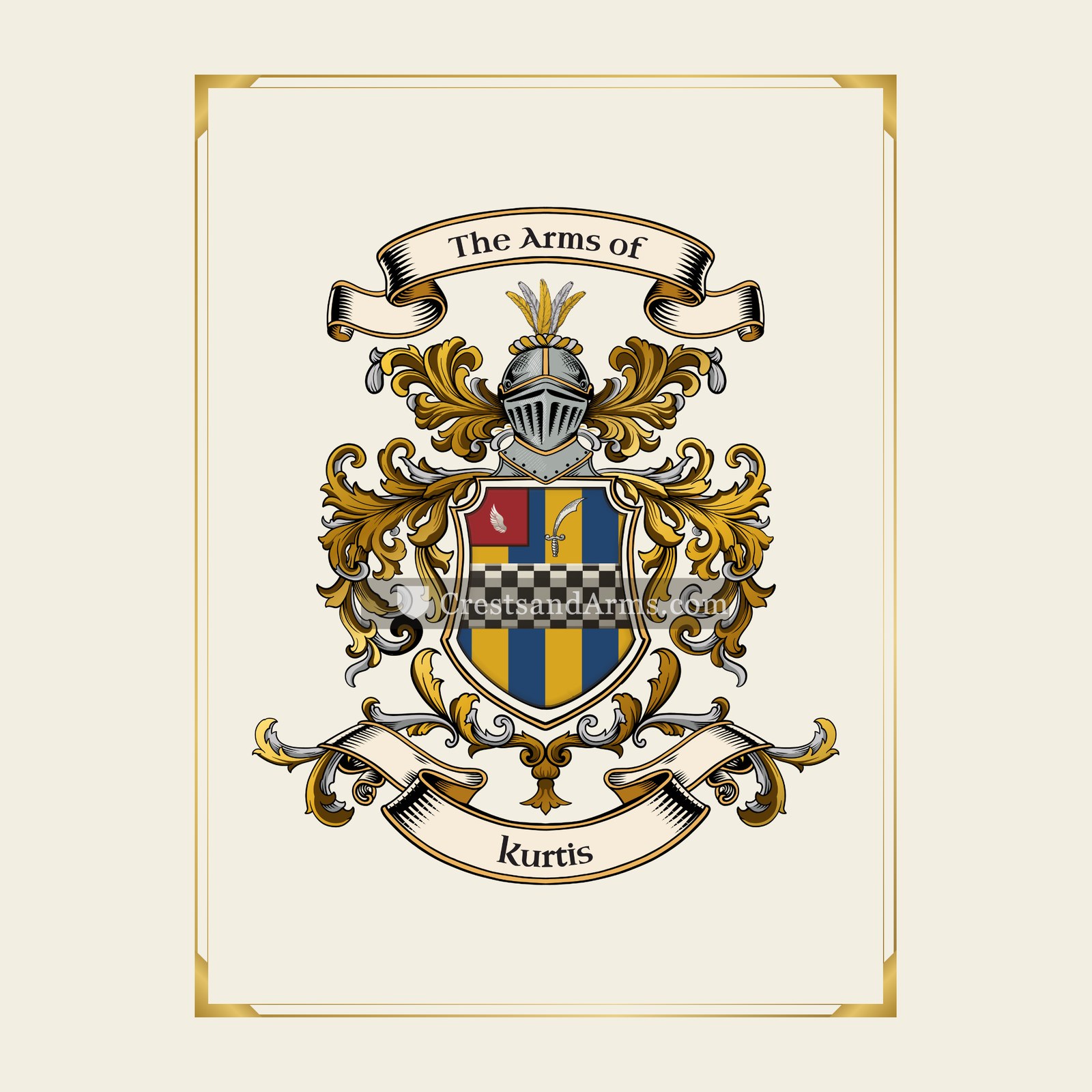 With gold border