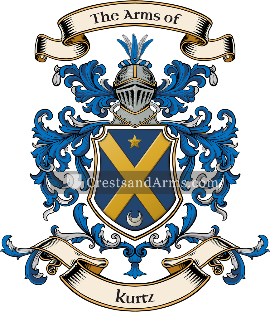 The Kurtz coat of arms, drawn from the recorded blazon