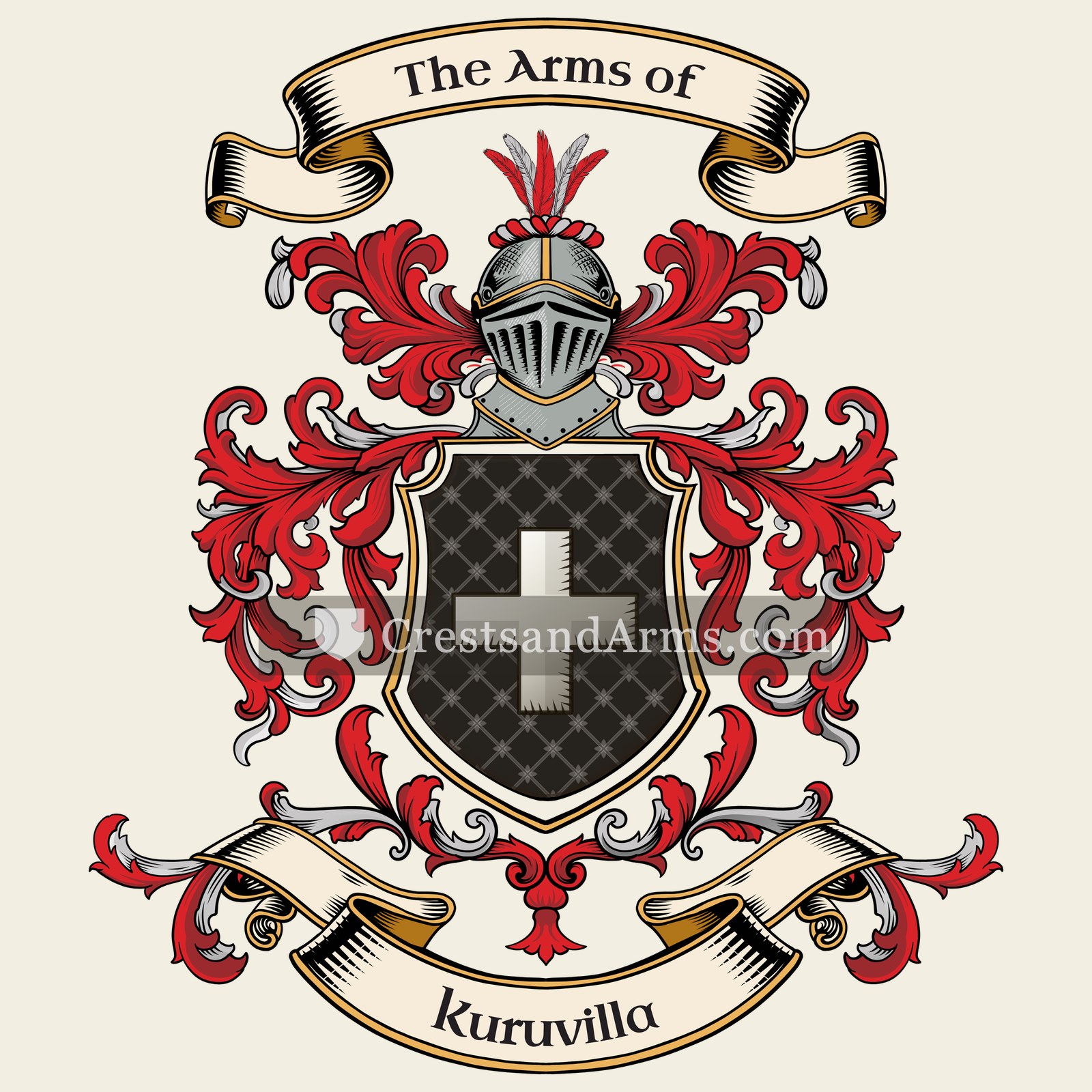 The Kuruvilla coat of arms, drawn from the recorded blazon