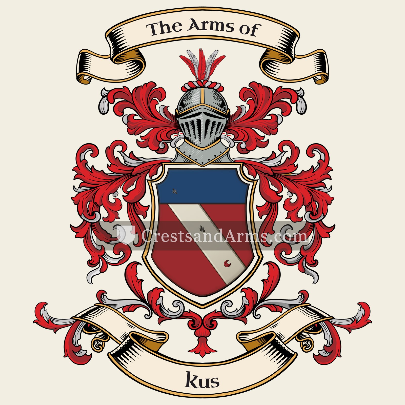 The Kus coat of arms, drawn from the recorded blazon