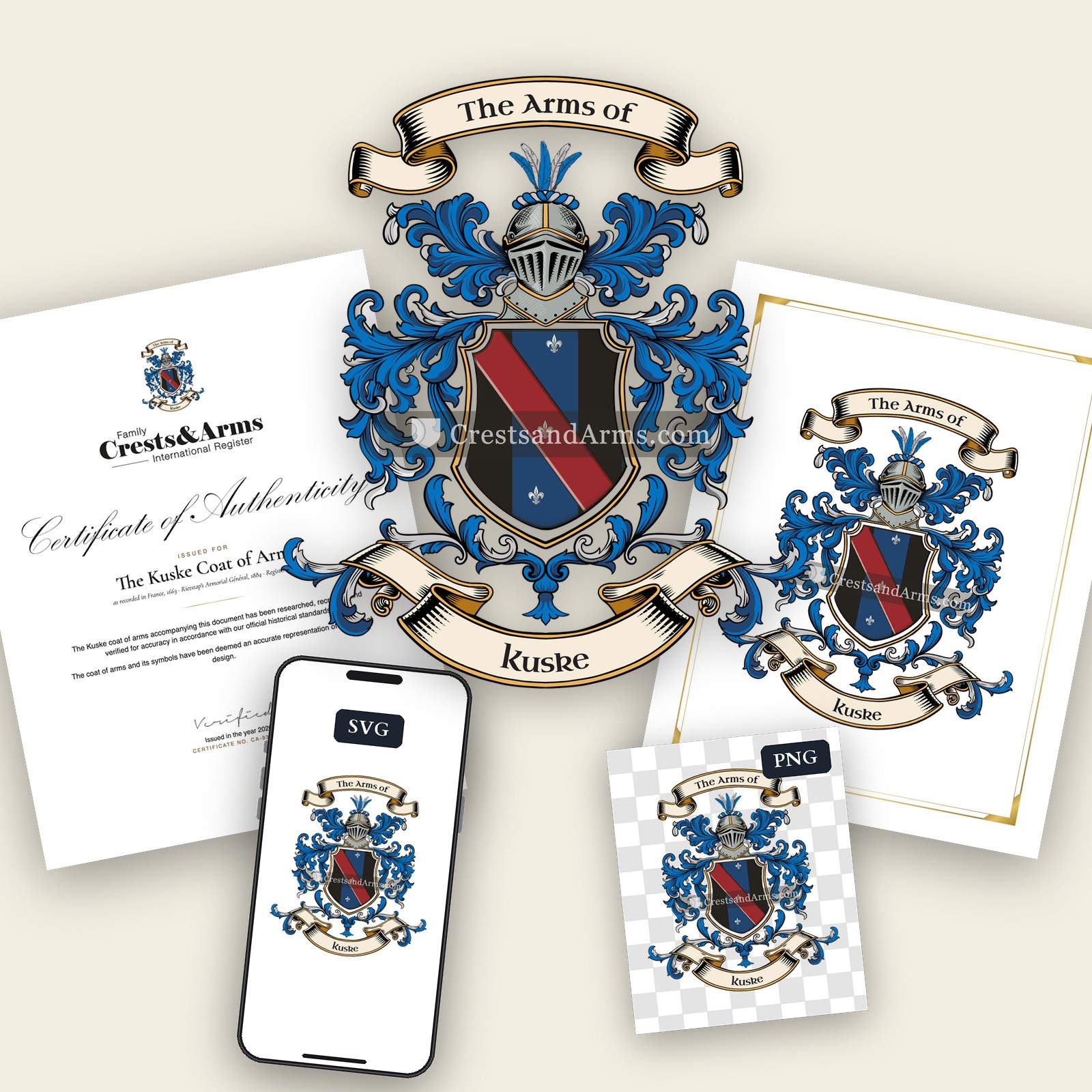 The Kuske arms on the coat of arms — digital pack
