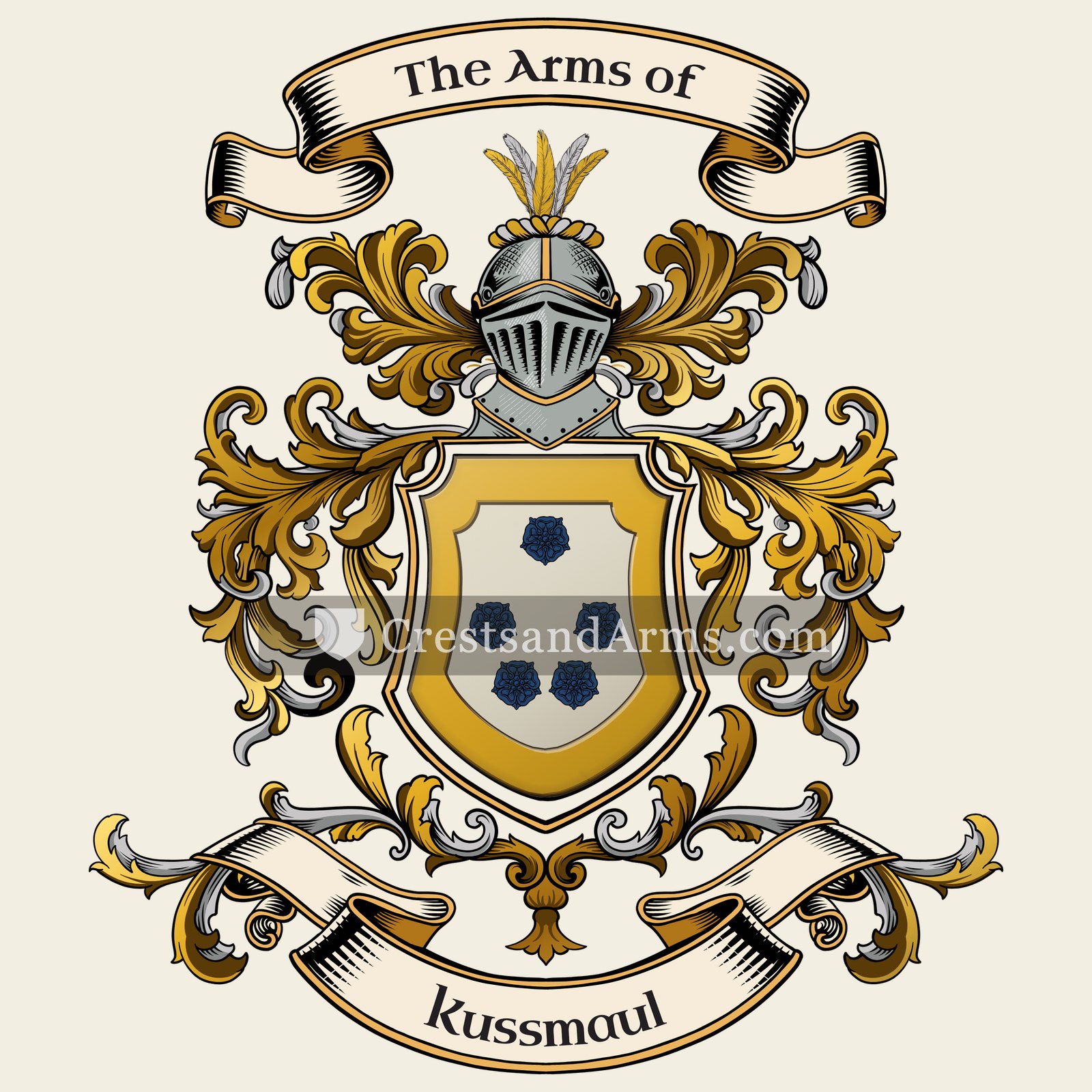 The Kussmaul coat of arms, drawn from the recorded blazon