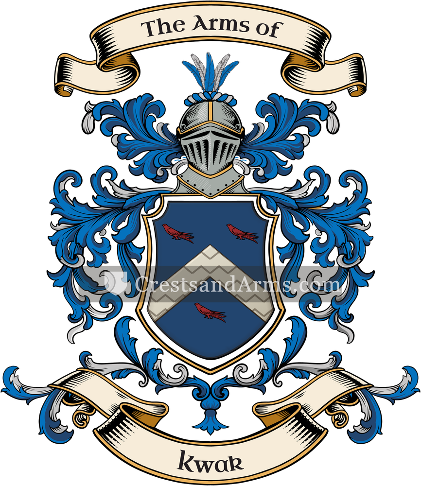 The Kwak coat of arms, drawn from the recorded blazon
