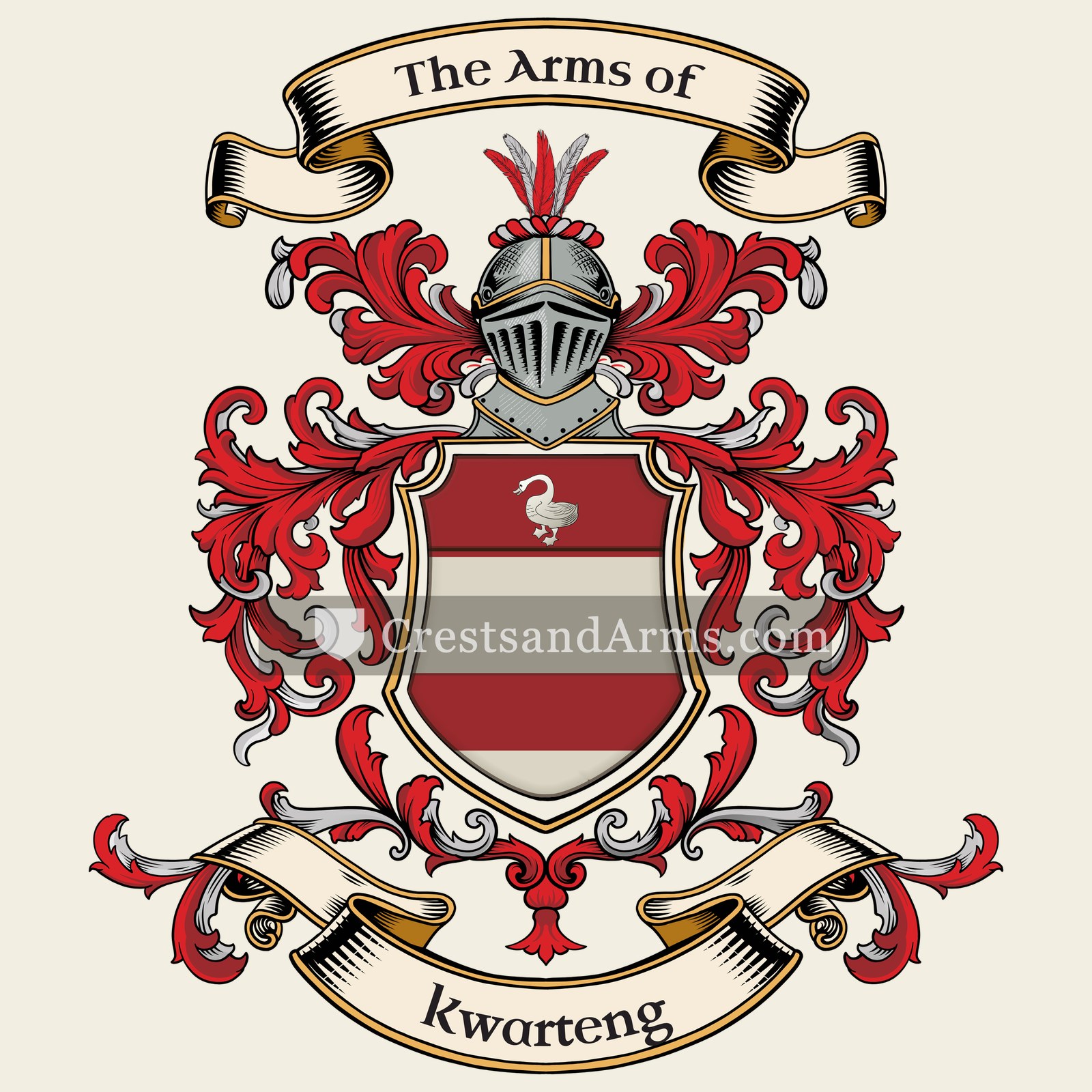 The Kwarteng coat of arms, drawn from the recorded blazon