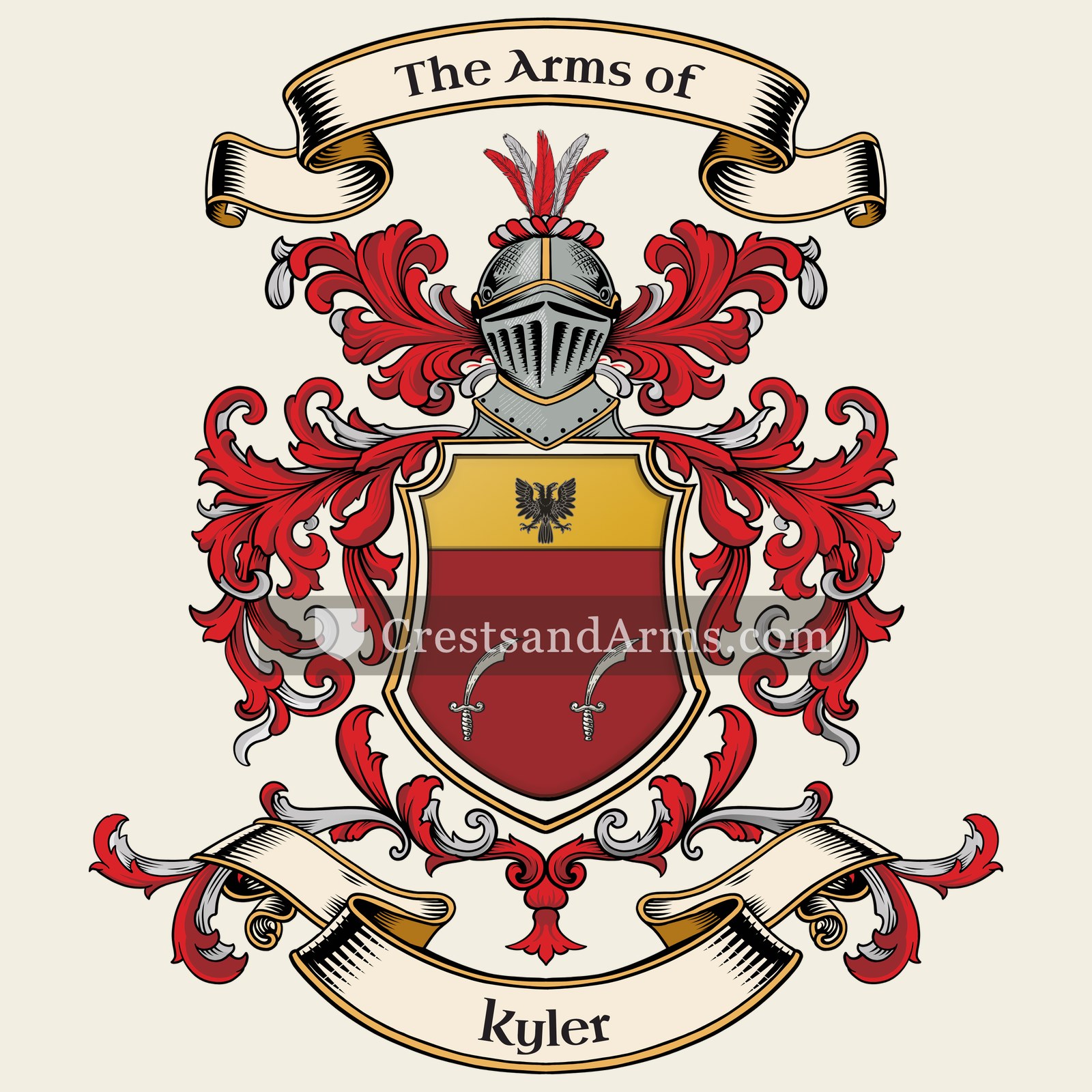 The Kyler coat of arms, drawn from the recorded blazon