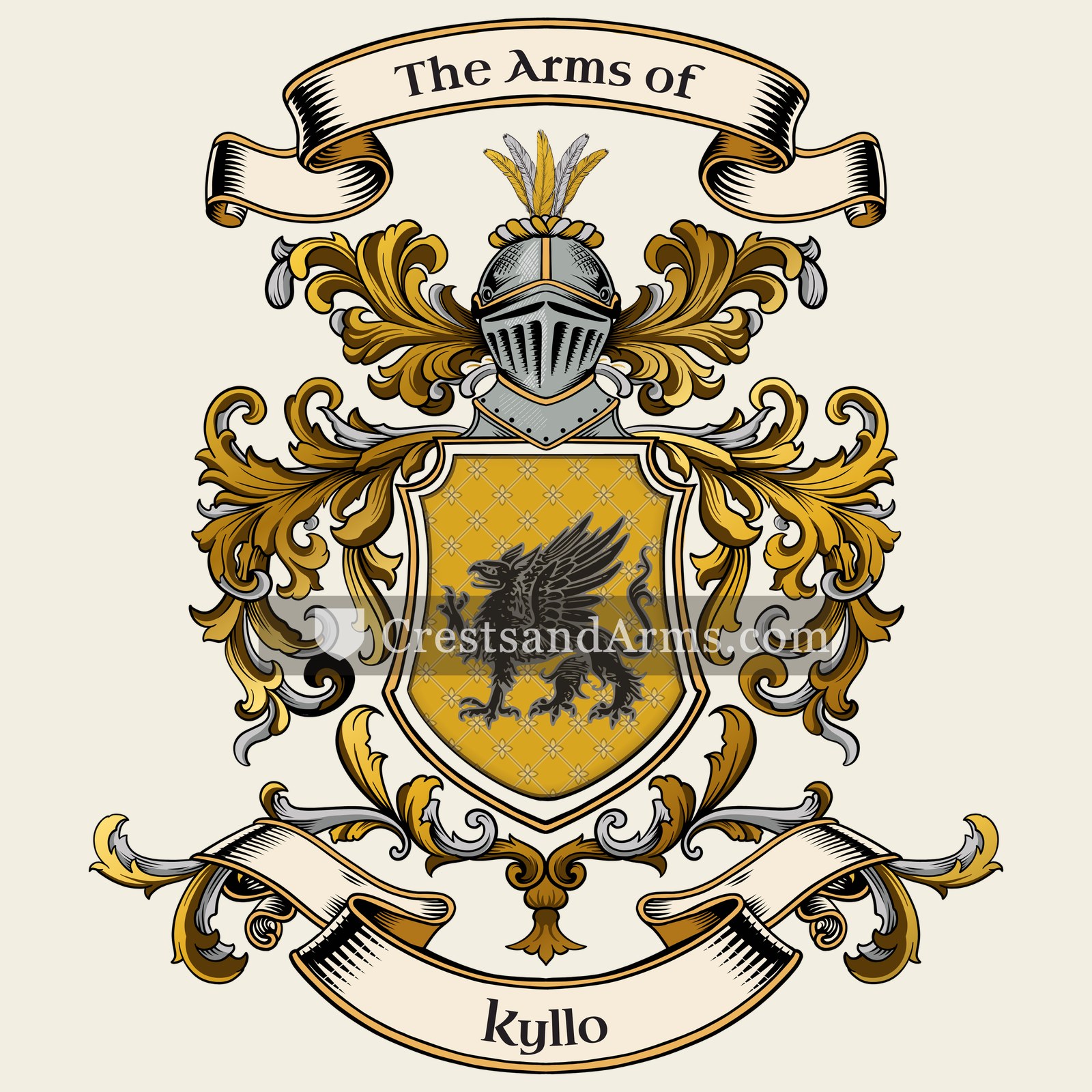 The Kyllo coat of arms, drawn from the recorded blazon