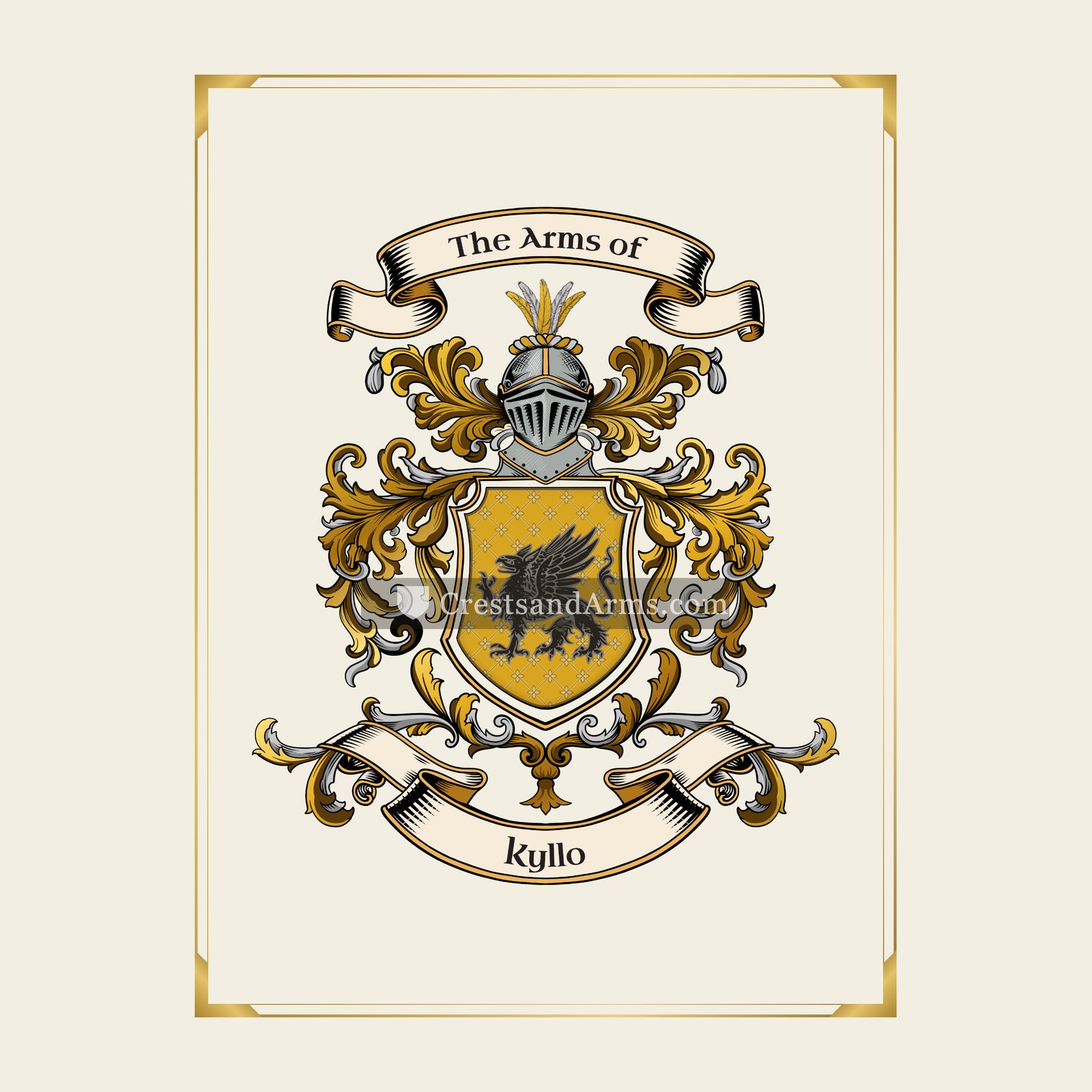 With gold border