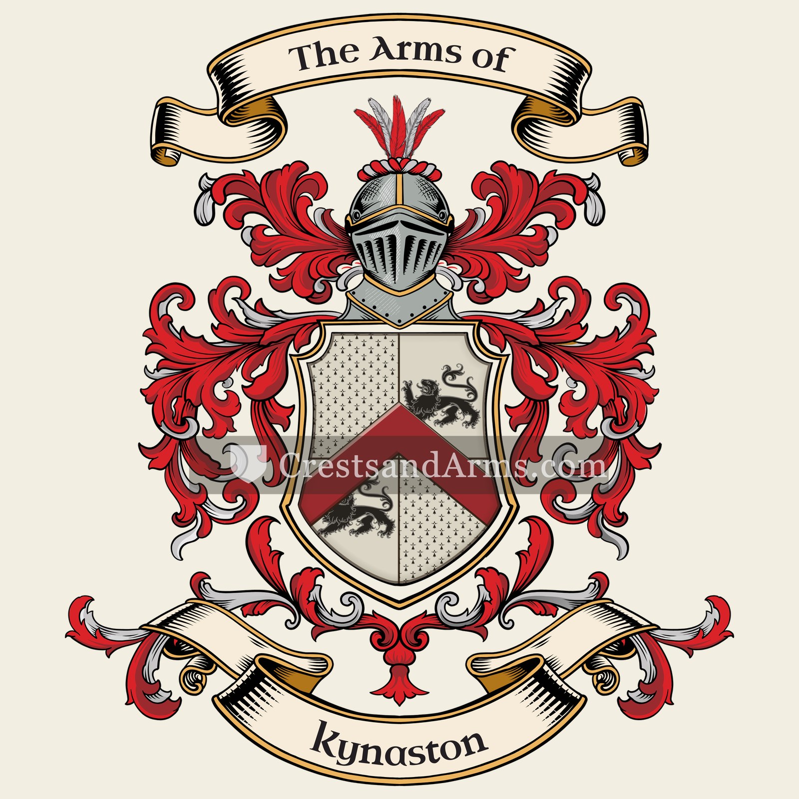 The Kynaston coat of arms, drawn from the recorded blazon