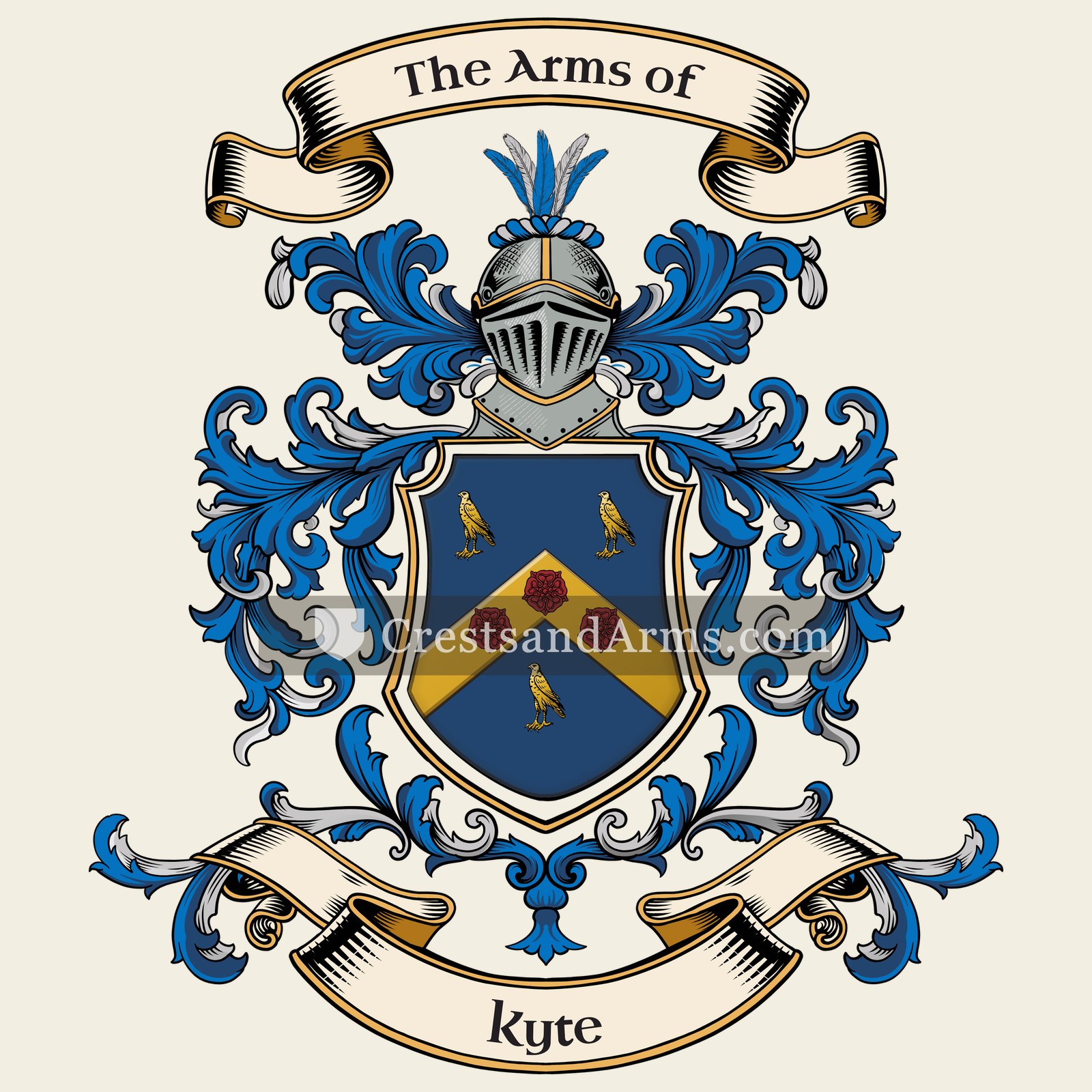 The Kyte coat of arms, drawn from the recorded blazon