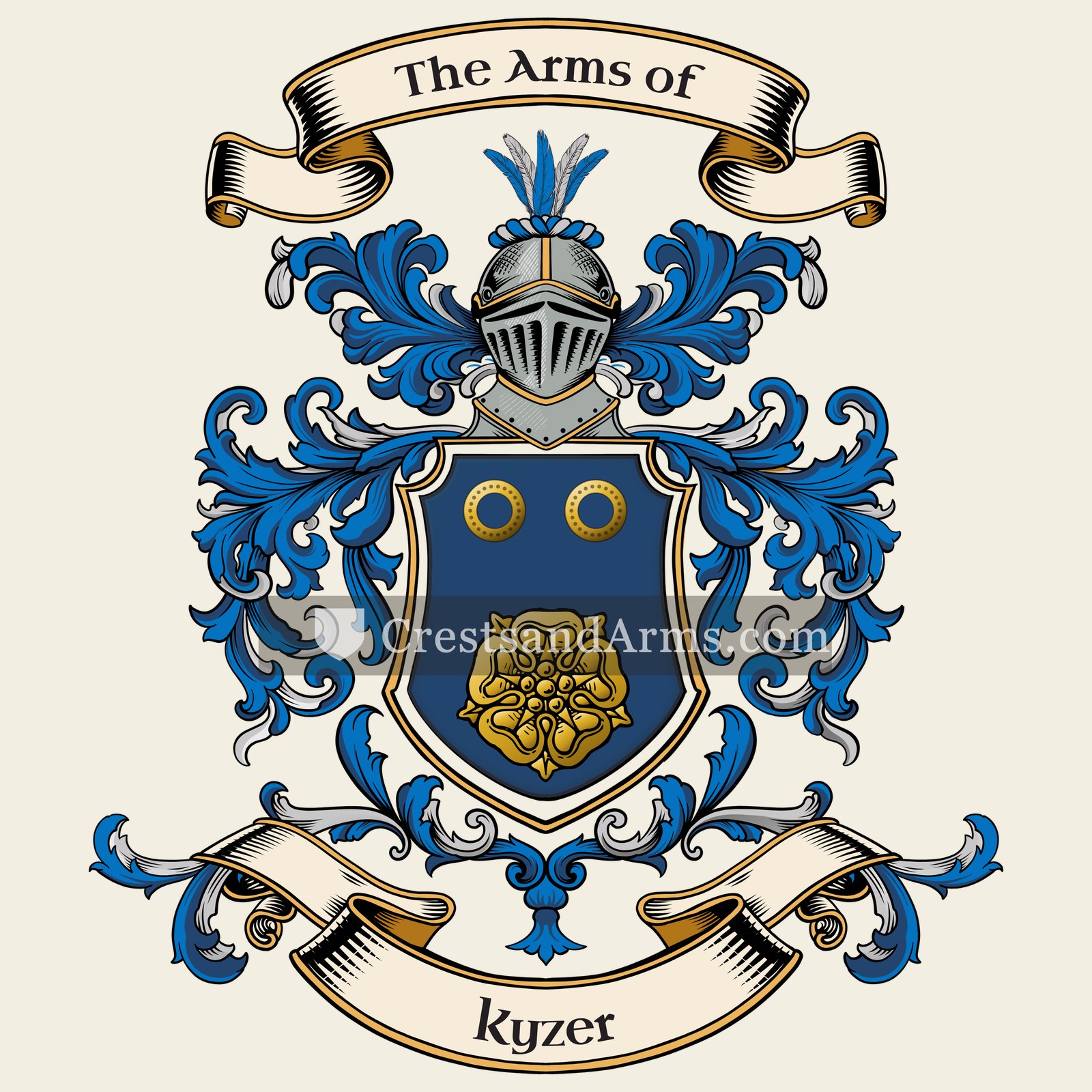 The Kyzer coat of arms, drawn from the recorded blazon