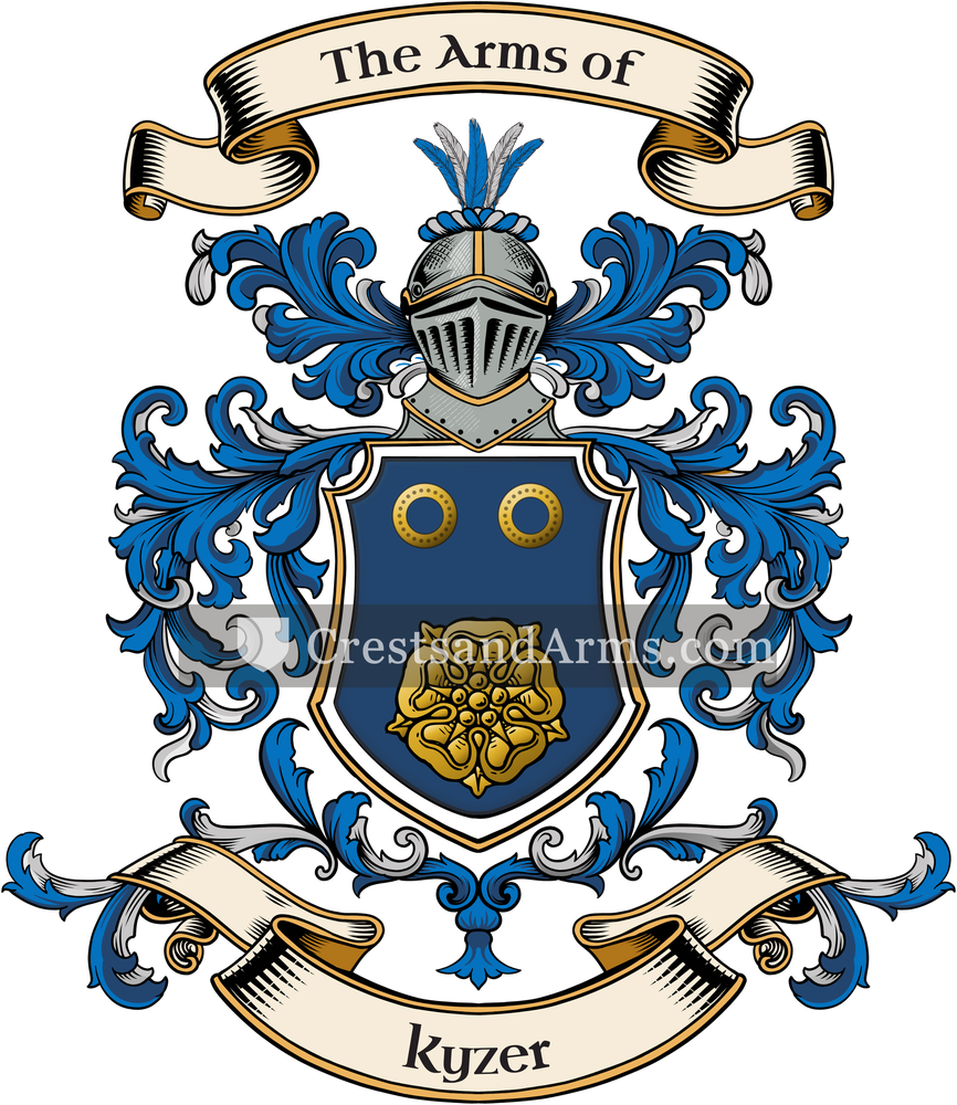 The Kyzer coat of arms, drawn from the recorded blazon