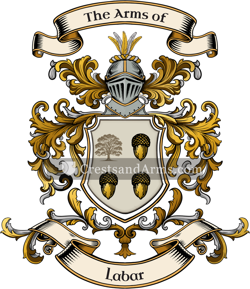 The Labar coat of arms, drawn from the recorded blazon