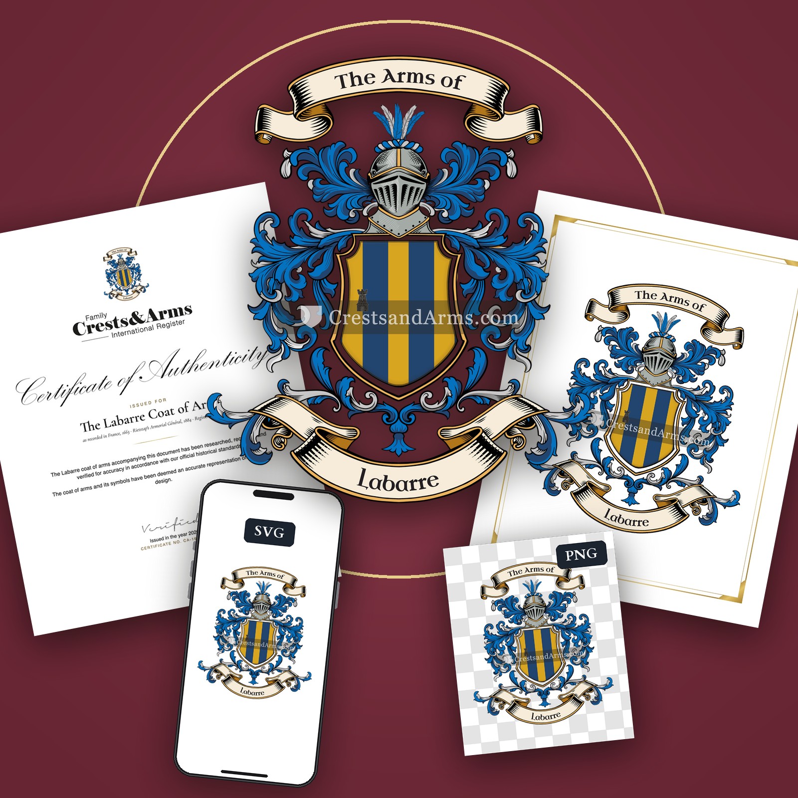 The Labarre arms on the coat of arms — digital pack