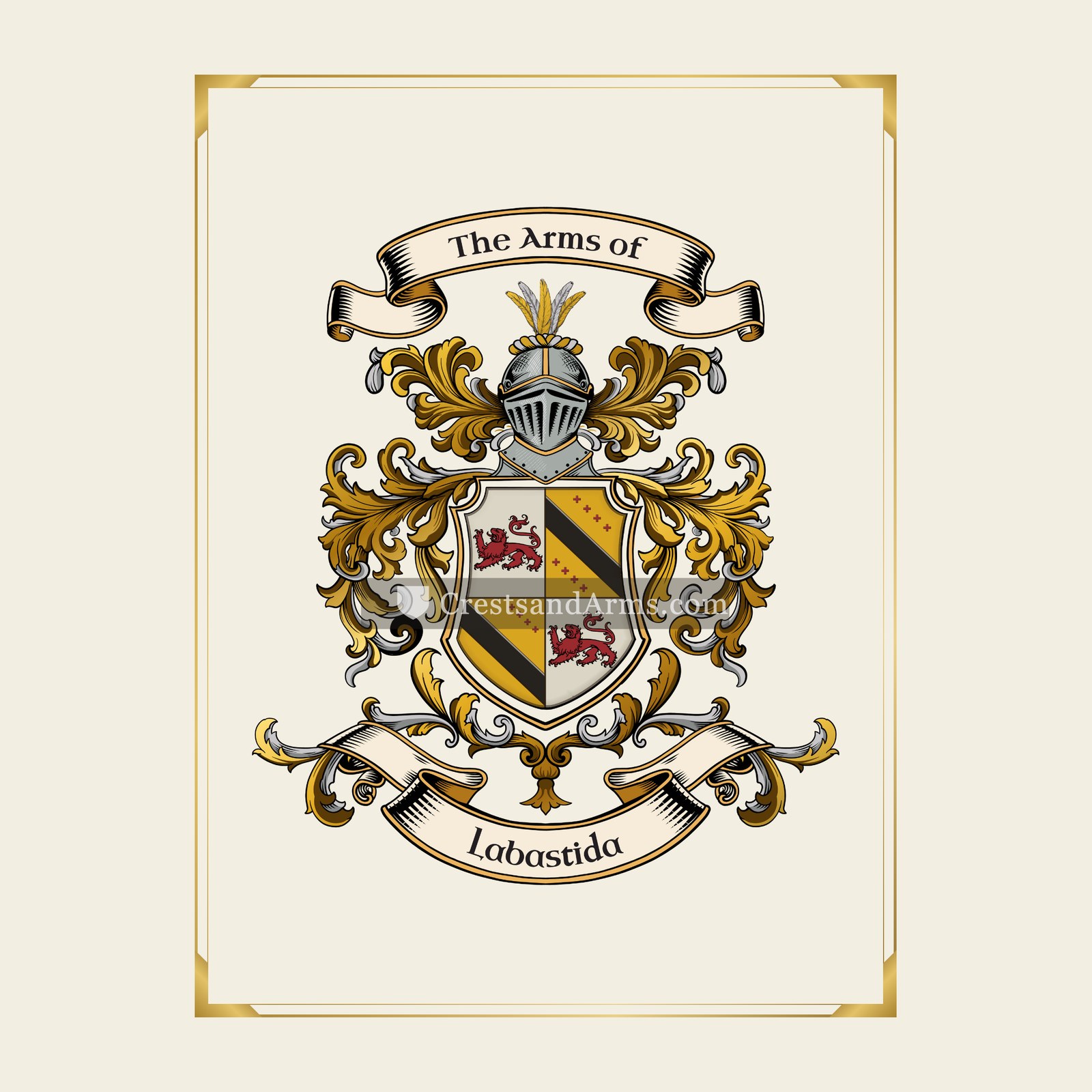 With gold border