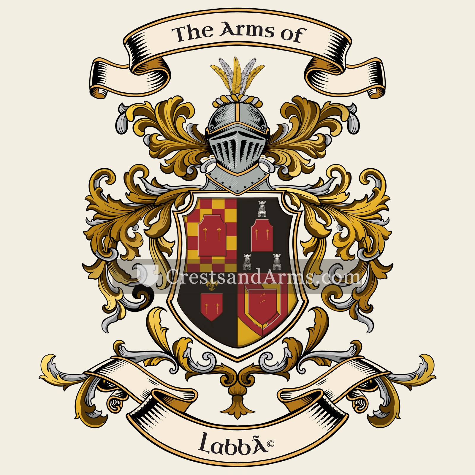 The Labbé coat of arms, drawn from the recorded blazon