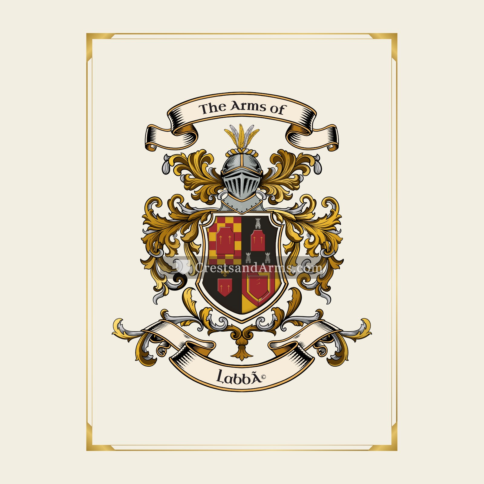 With gold border