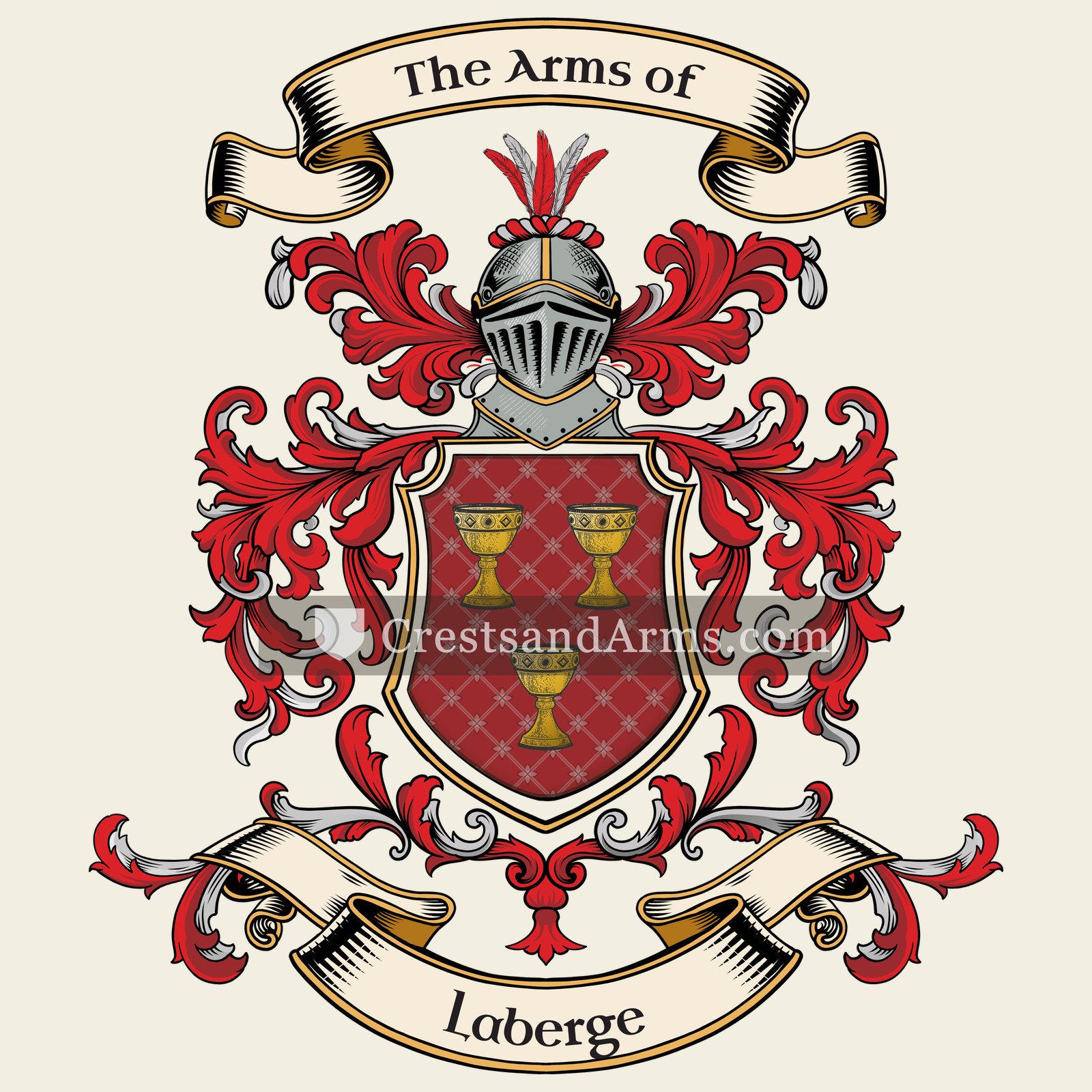 The Laberge coat of arms, drawn from the recorded blazon