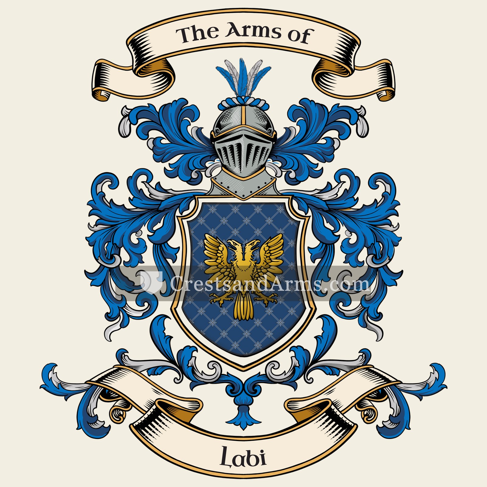 The Labi coat of arms, drawn from the recorded blazon