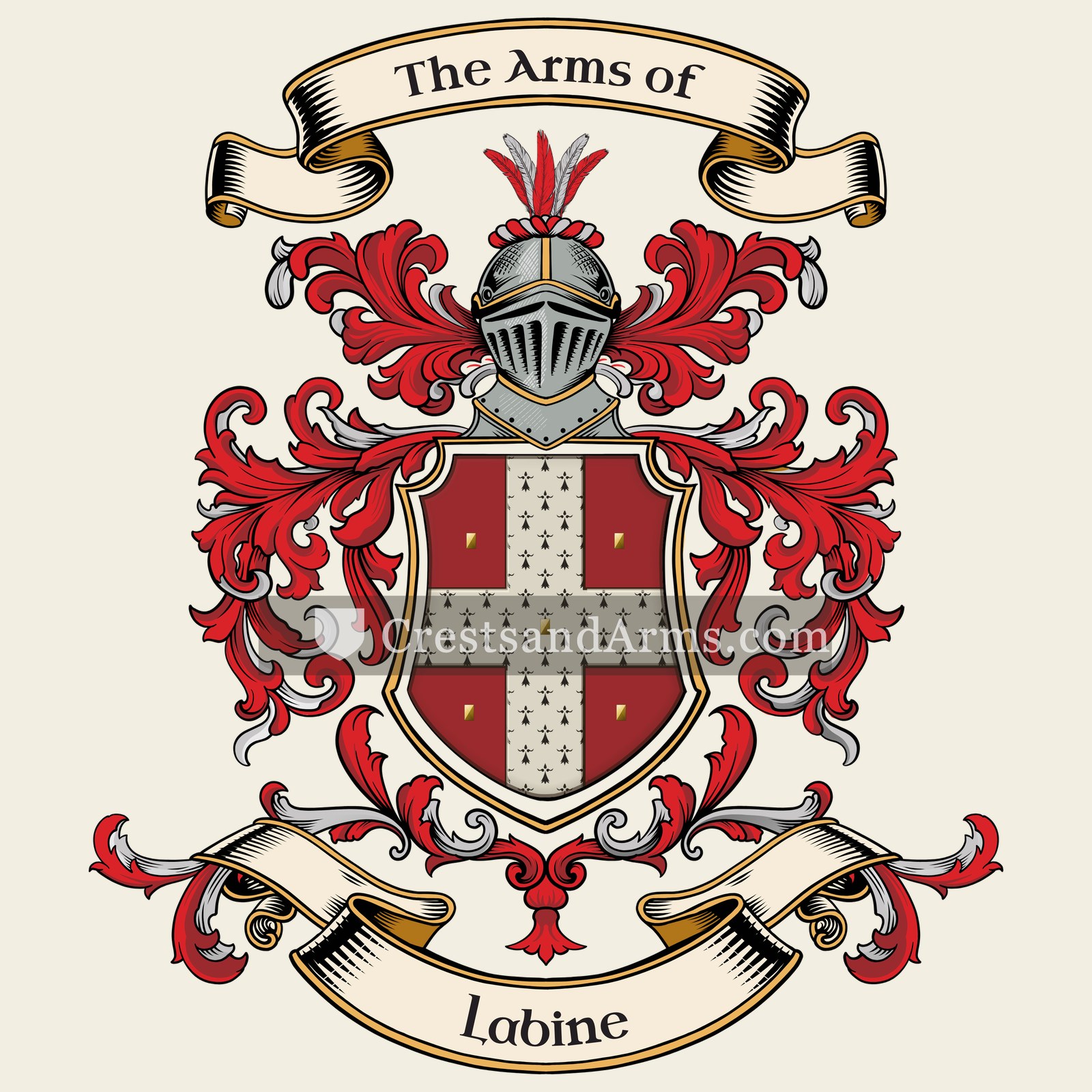 The Labine coat of arms, drawn from the recorded blazon