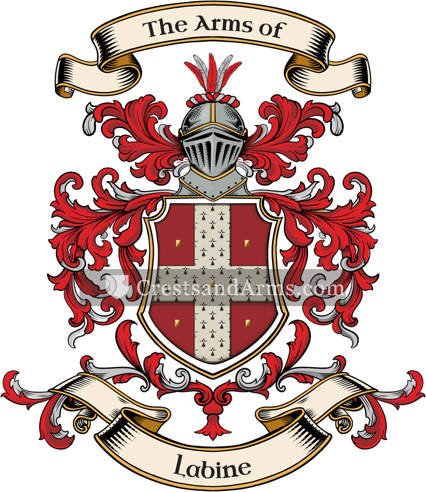 The Labine coat of arms, drawn from the recorded blazon
