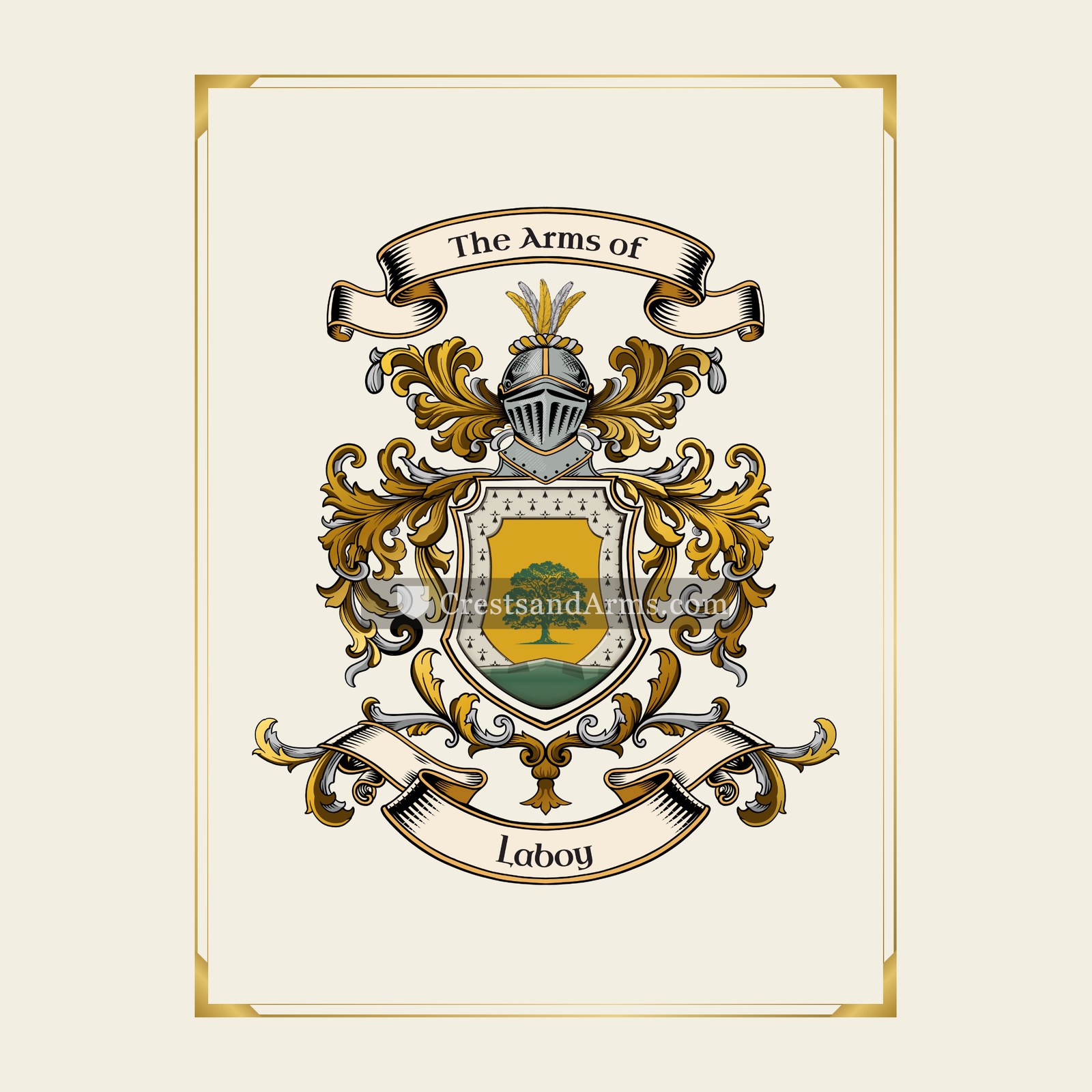 With gold border
