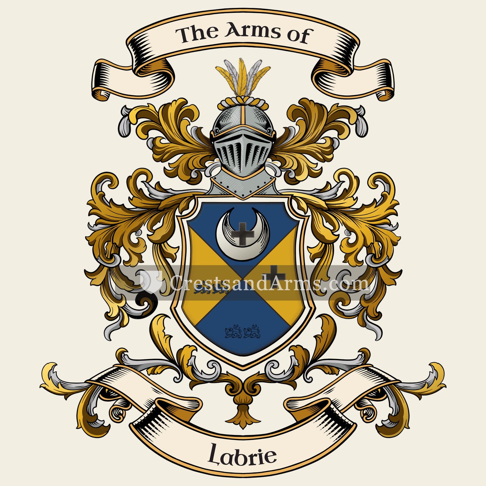The Labrie coat of arms, drawn from the recorded blazon