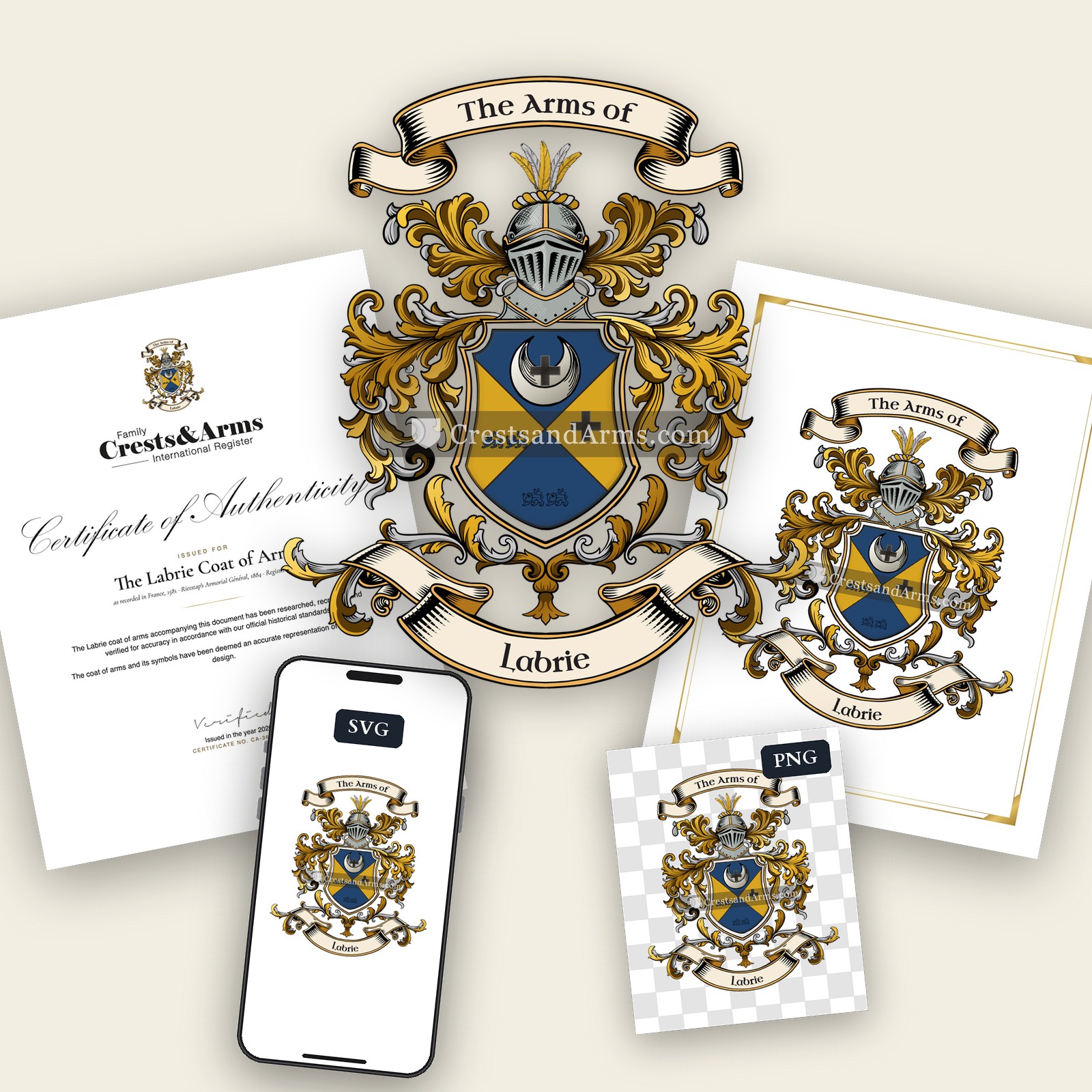 The Labrie arms on the coat of arms — digital pack
