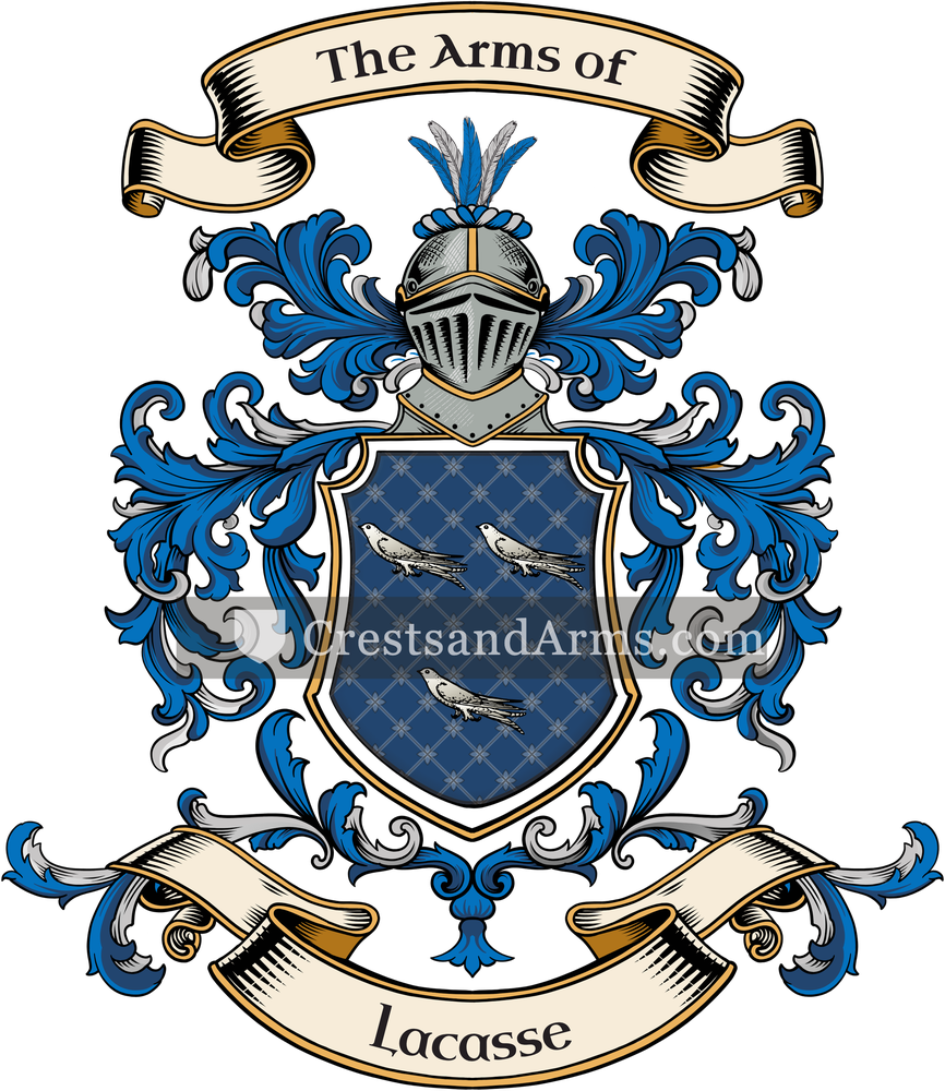 The Lacasse coat of arms, drawn from the recorded blazon