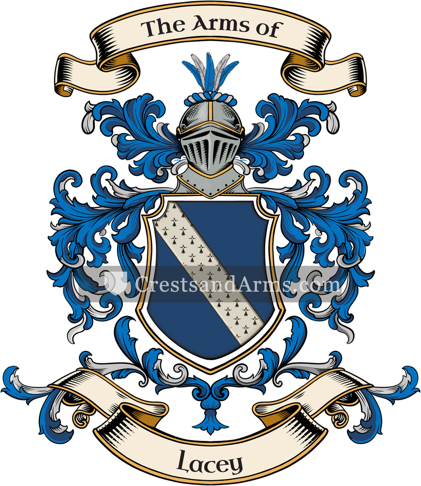 The Lacey coat of arms, drawn from the recorded blazon