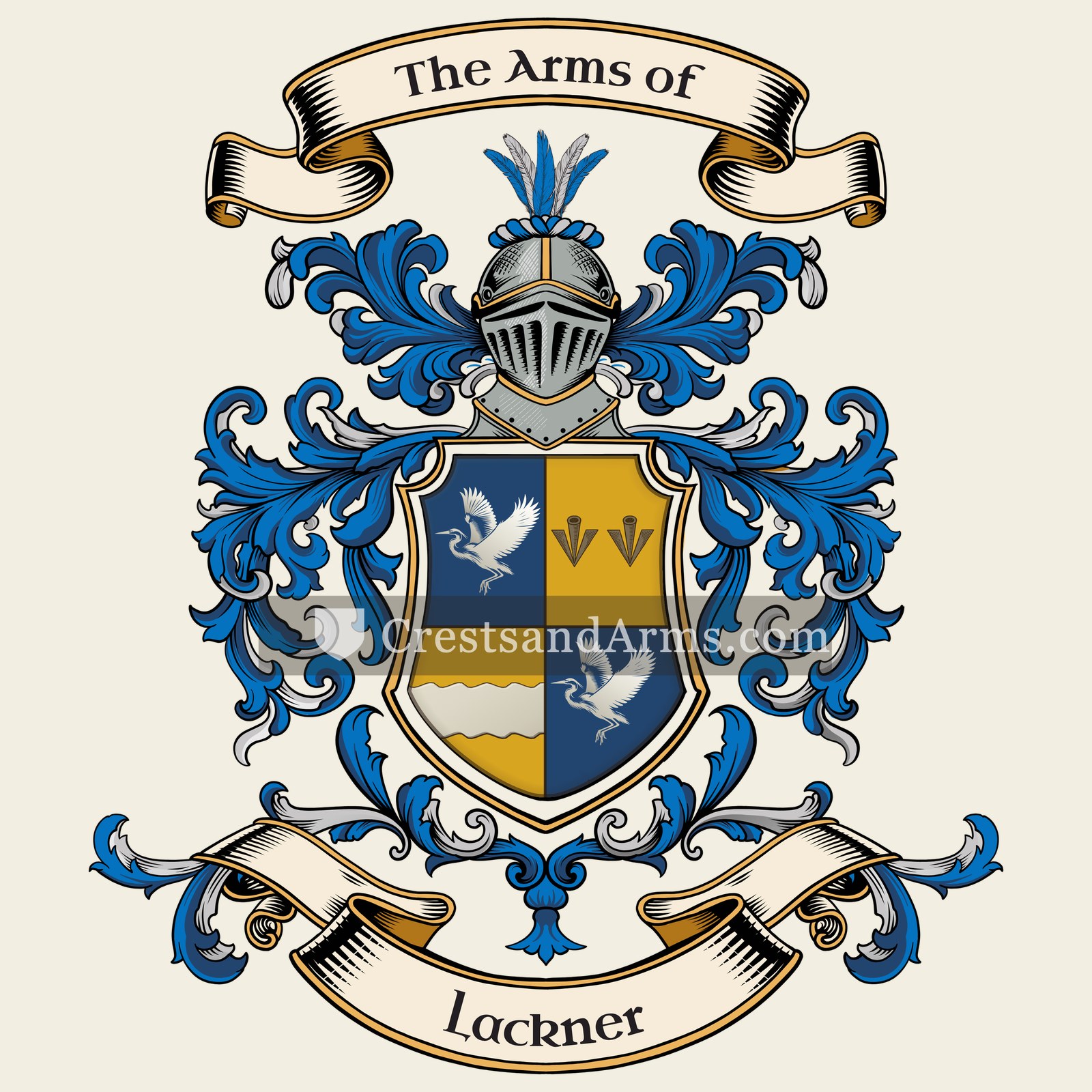 The Lackner coat of arms, drawn from the recorded blazon
