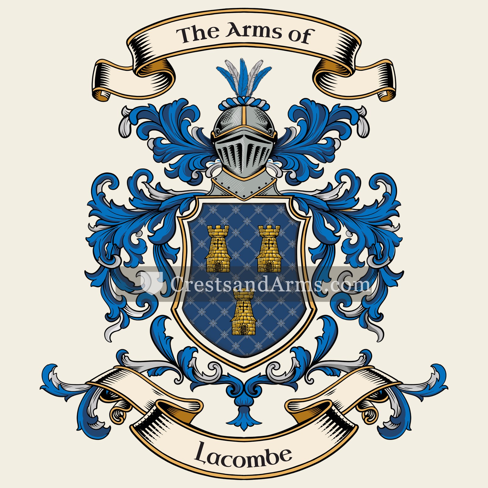 The Lacombe coat of arms, drawn from the recorded blazon