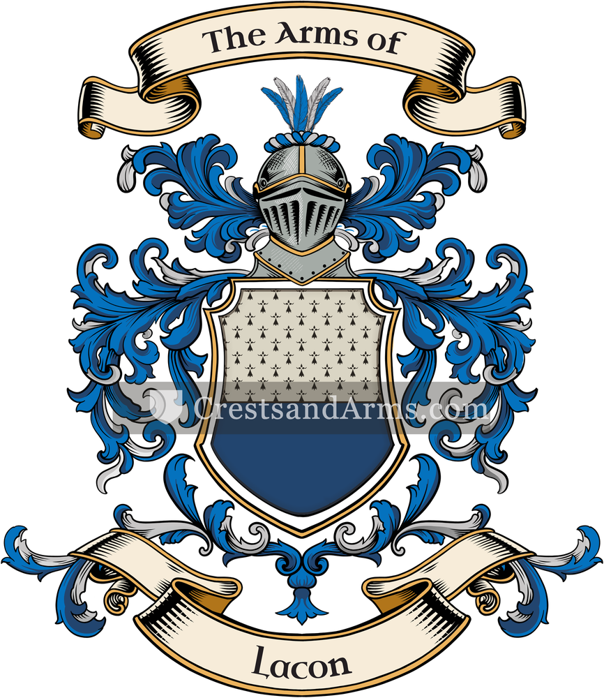 The Lacon coat of arms, drawn from the recorded blazon