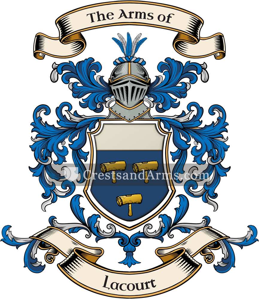 The Lacourt coat of arms, drawn from the recorded blazon