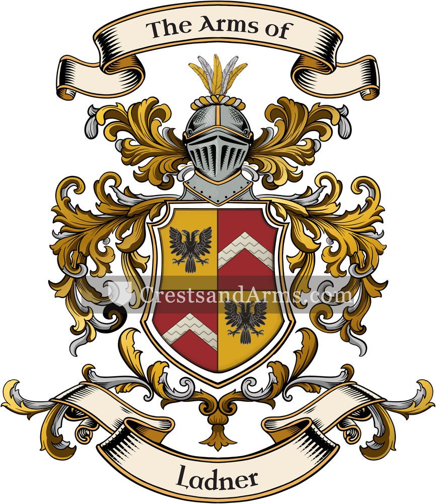 The Ladner coat of arms, drawn from the recorded blazon