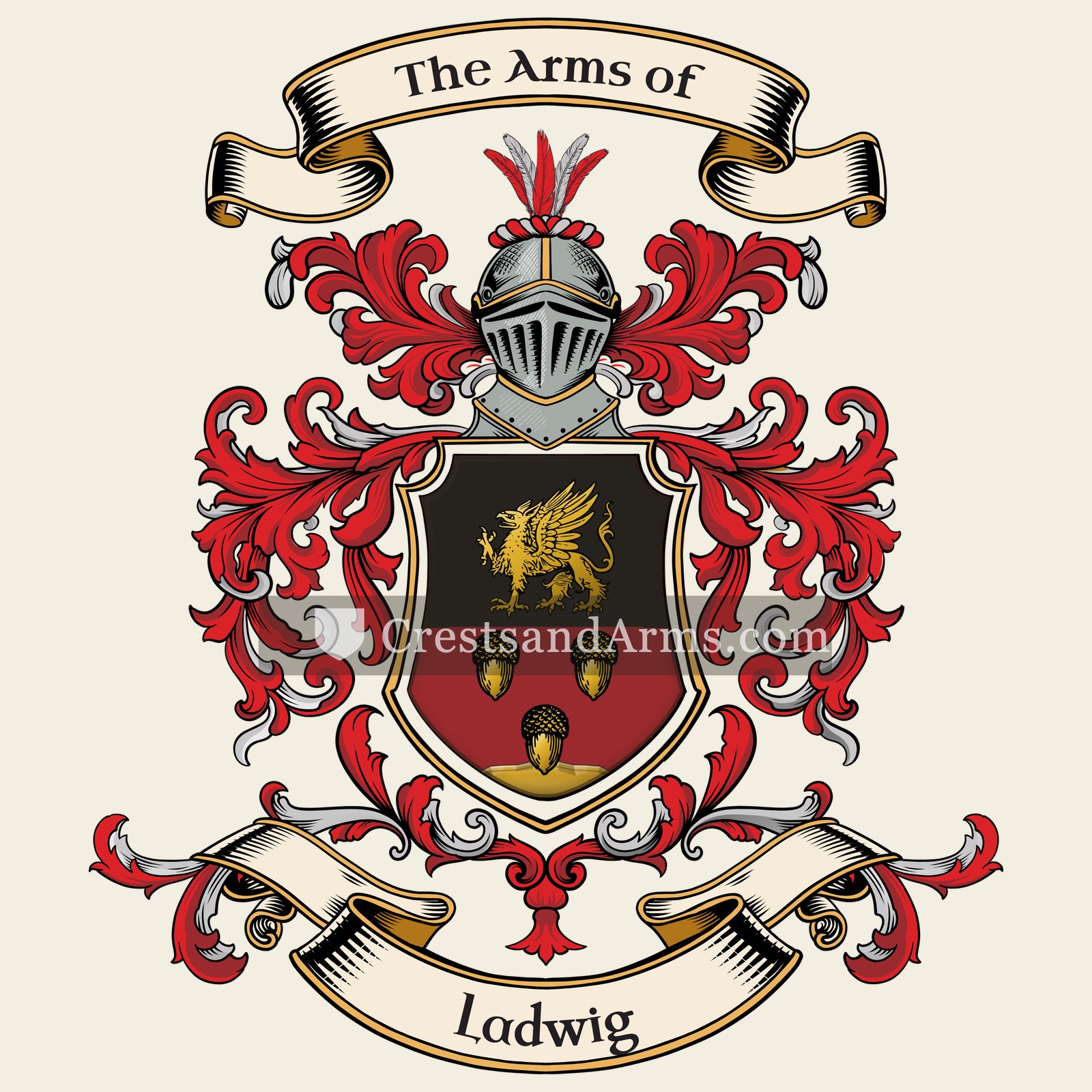 The Ladwig coat of arms, drawn from the recorded blazon