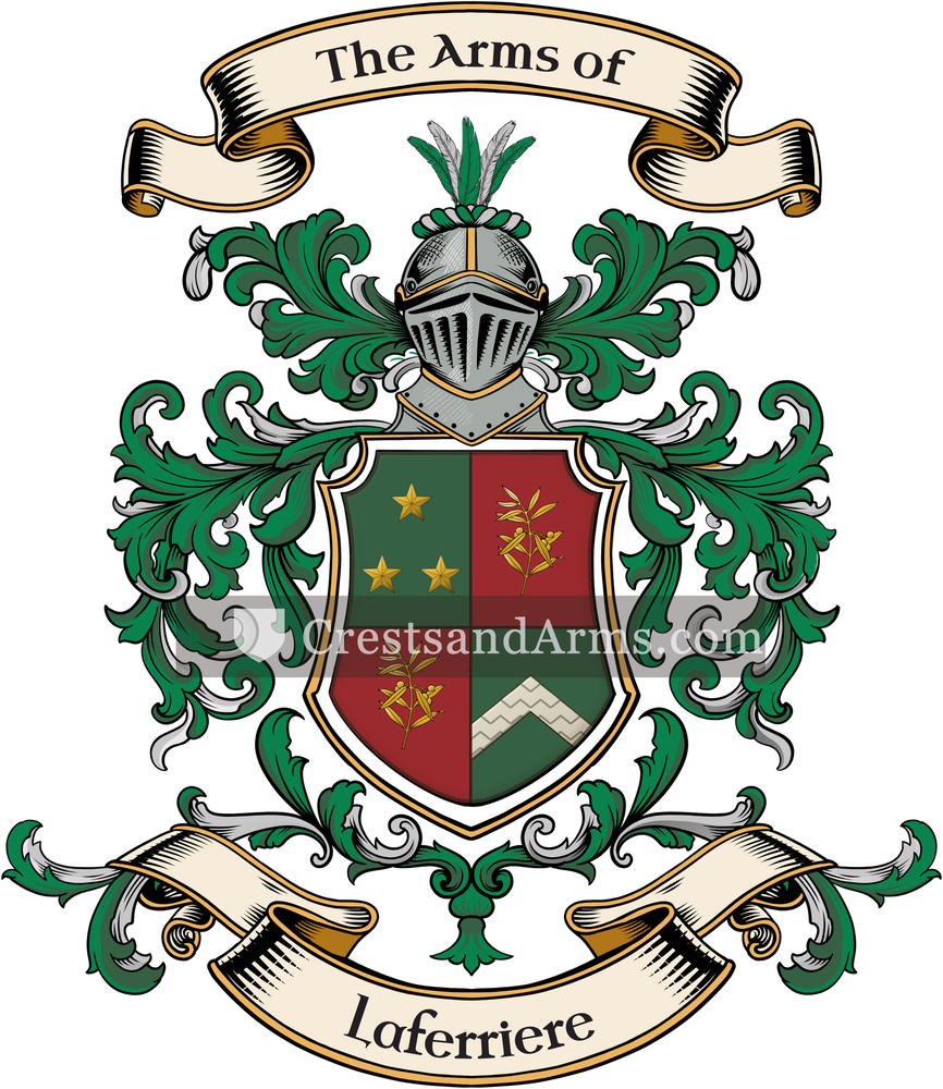 The Laferriere coat of arms, drawn from the recorded blazon