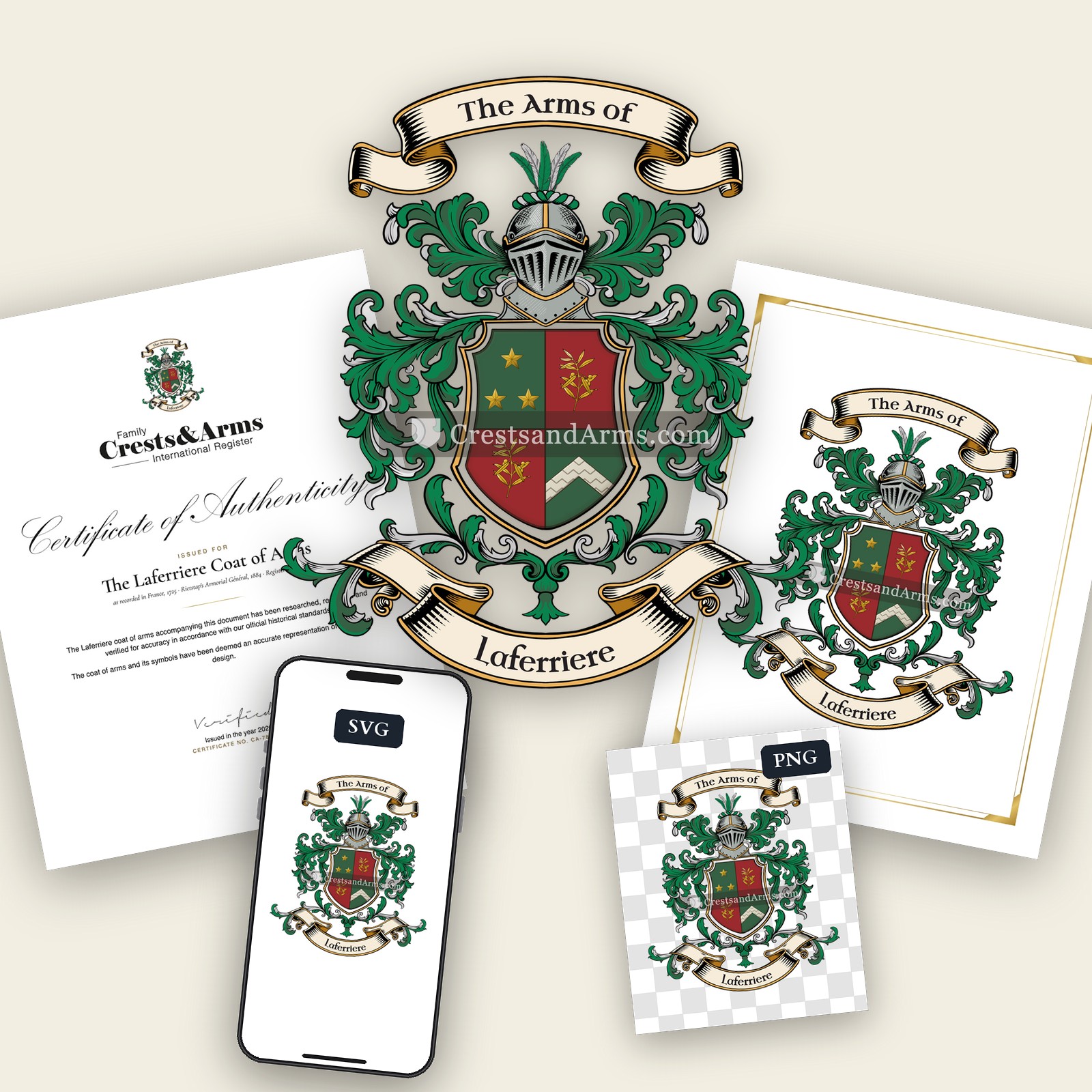The Laferriere arms on the coat of arms — digital pack