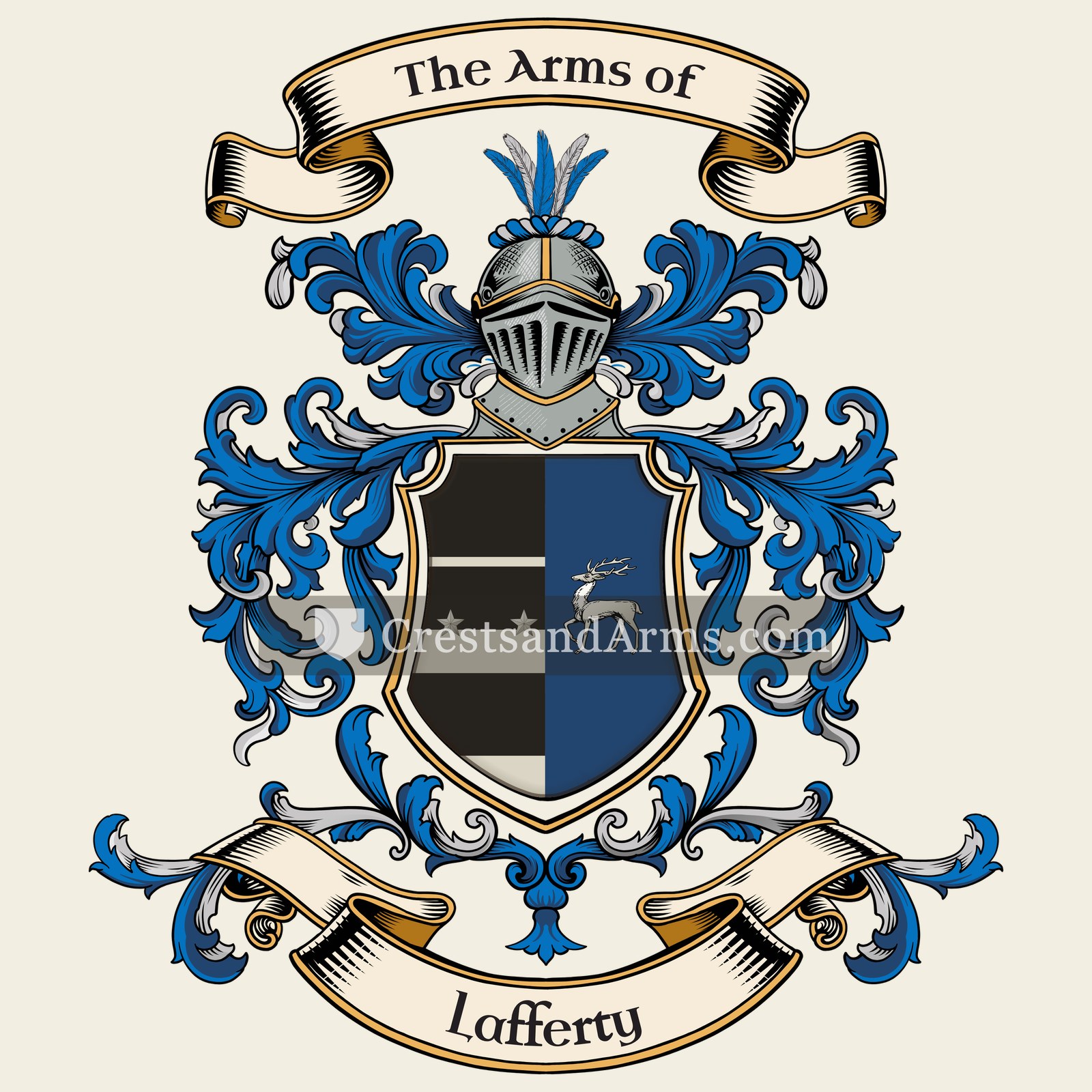 The Lafferty coat of arms, drawn from the recorded blazon