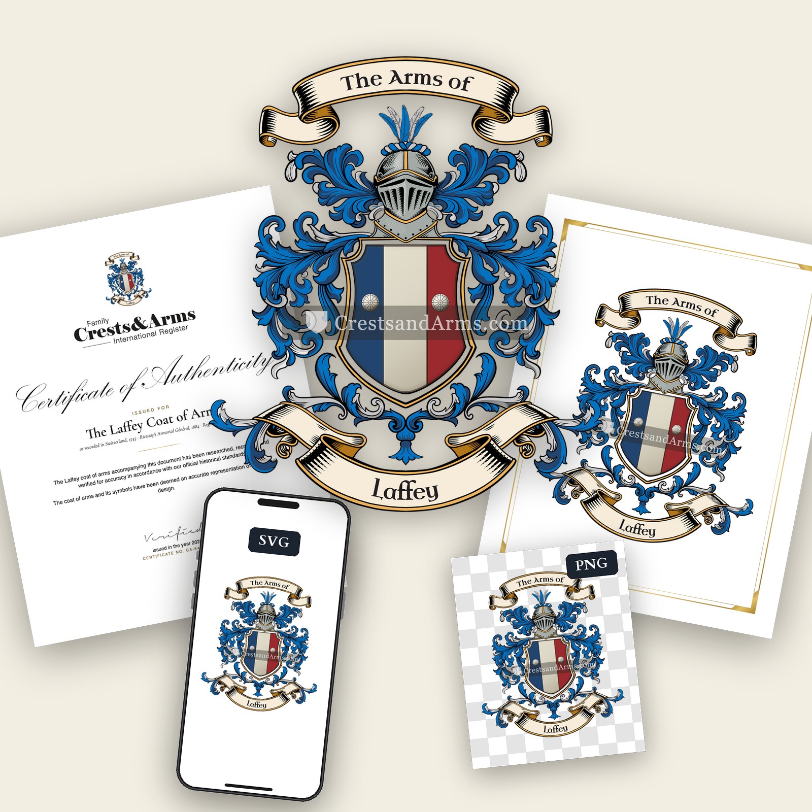 The Laffey arms on the coat of arms — digital pack