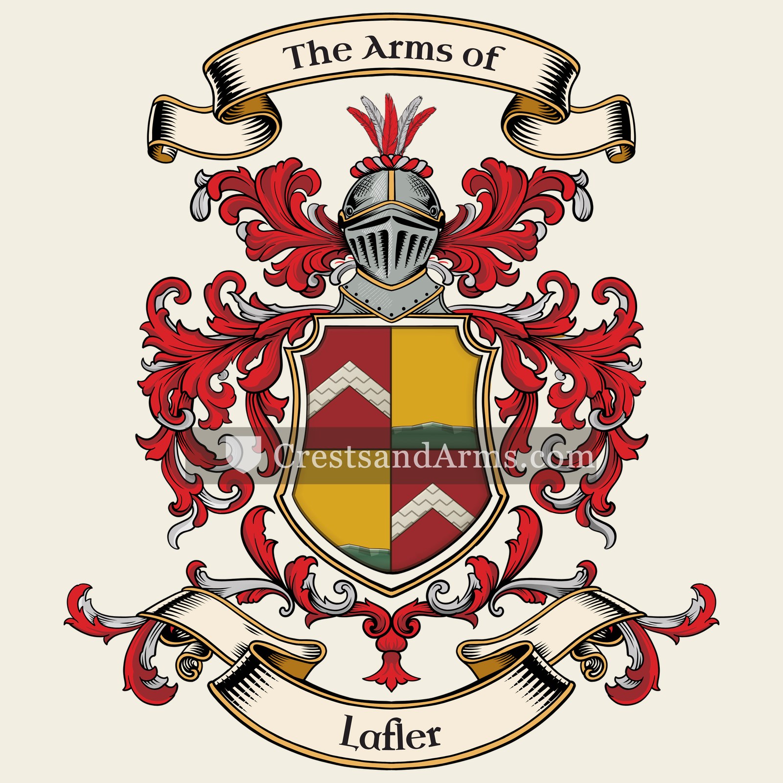 The Lafler coat of arms, drawn from the recorded blazon