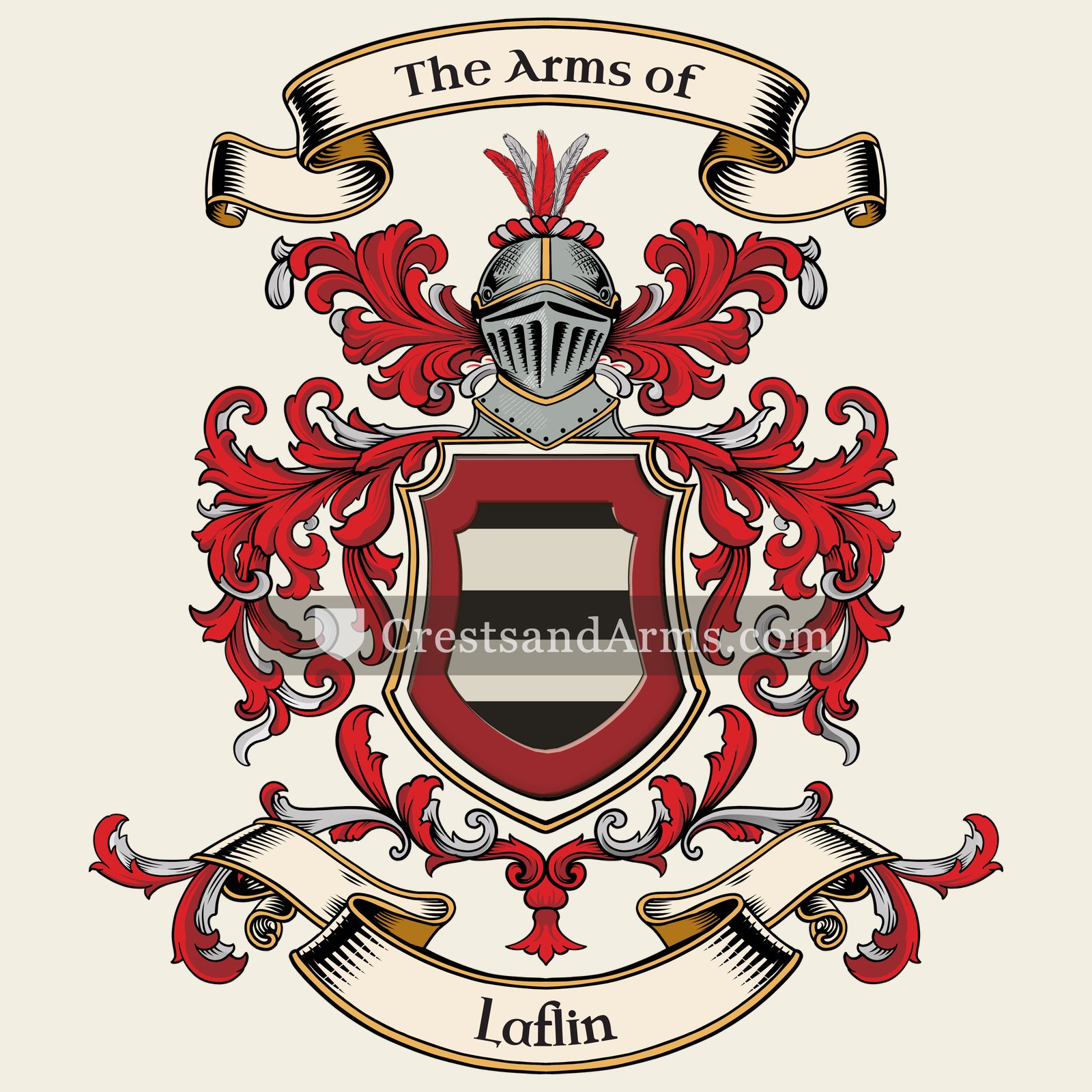 The Laflin coat of arms, drawn from the recorded blazon