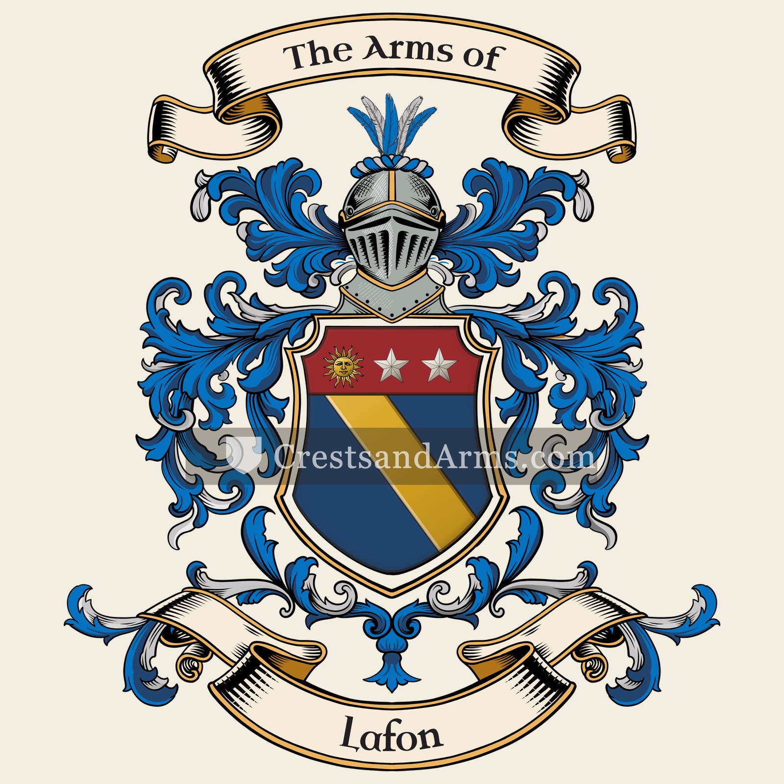 The Lafon coat of arms, drawn from the recorded blazon