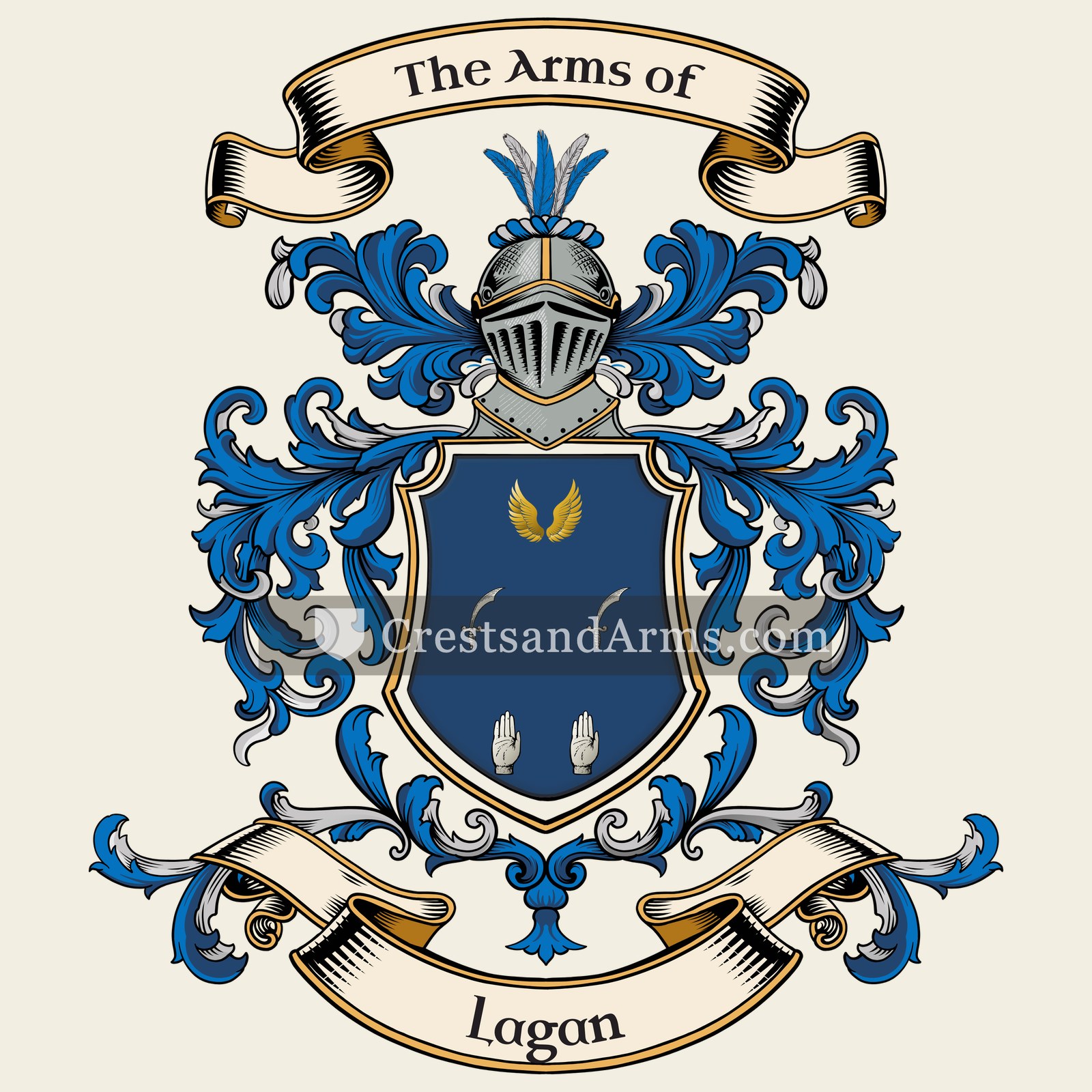 The Lagan coat of arms, drawn from the recorded blazon