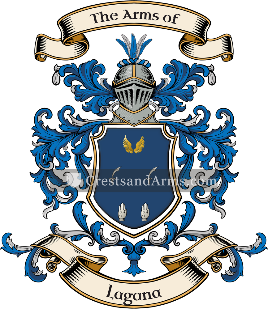 The Lagana coat of arms, drawn from the recorded blazon